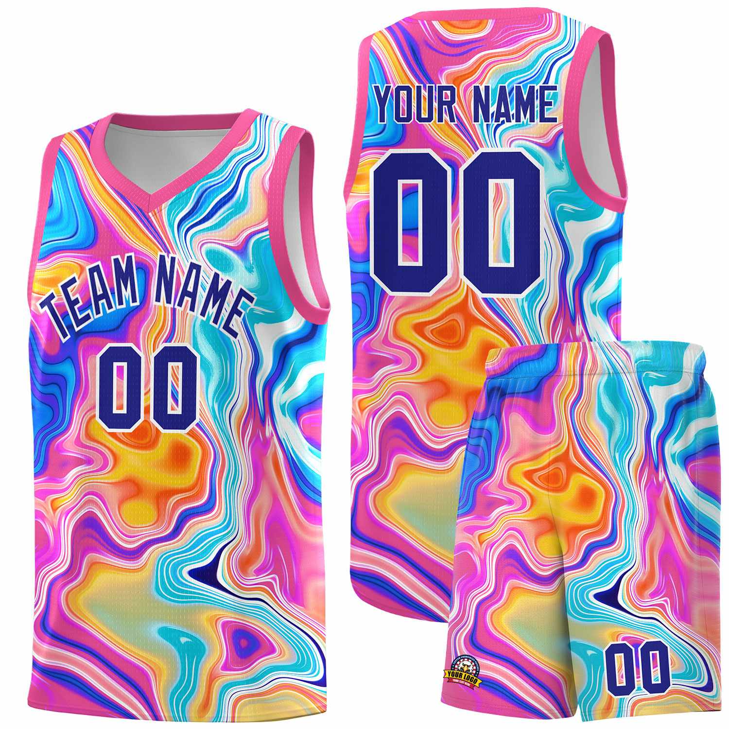 Custom Pink Fluid Painting Pattern Sports Uniform Basketball Jersey