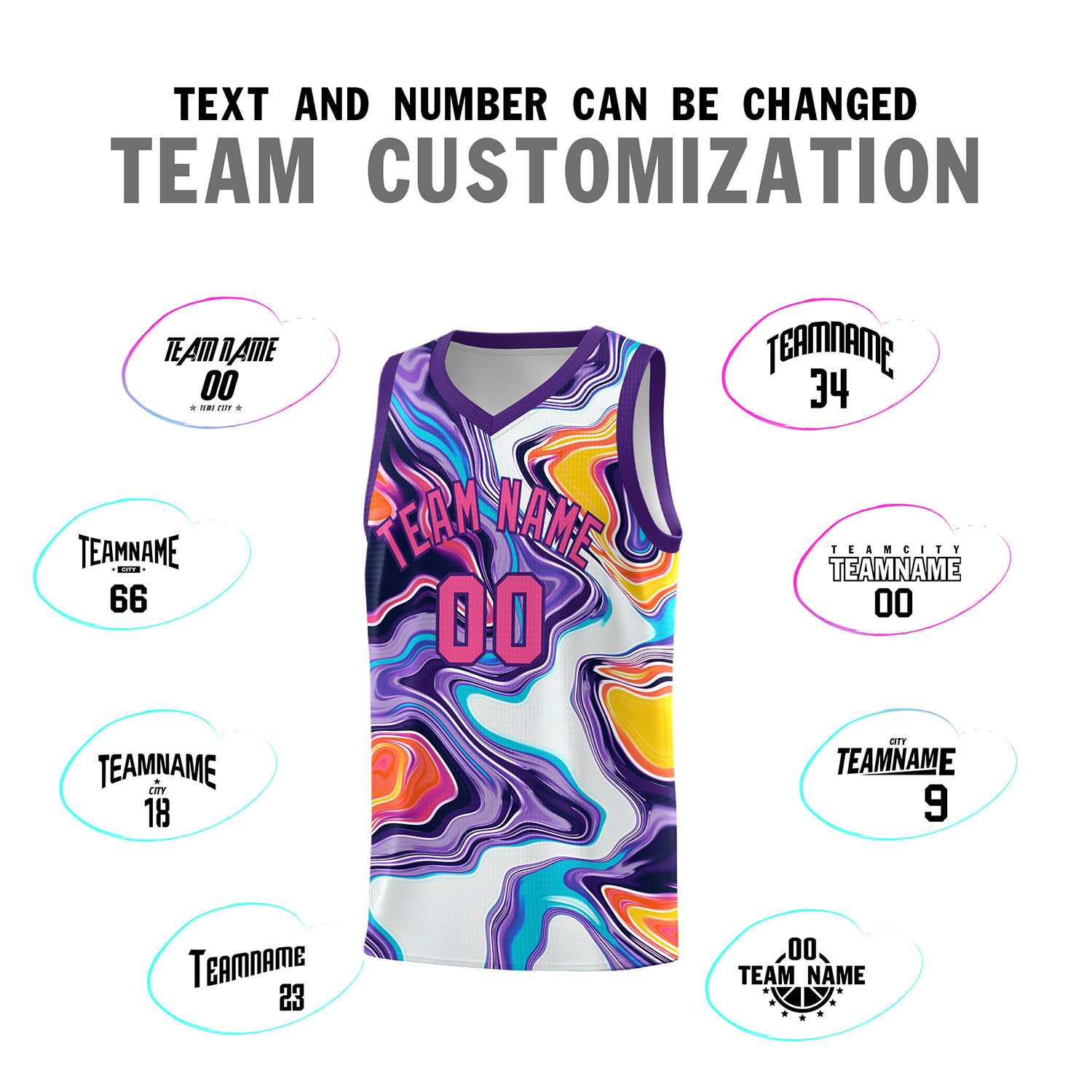 Custom Purple Fluid Painting Pattern Sports Uniform Basketball Jersey