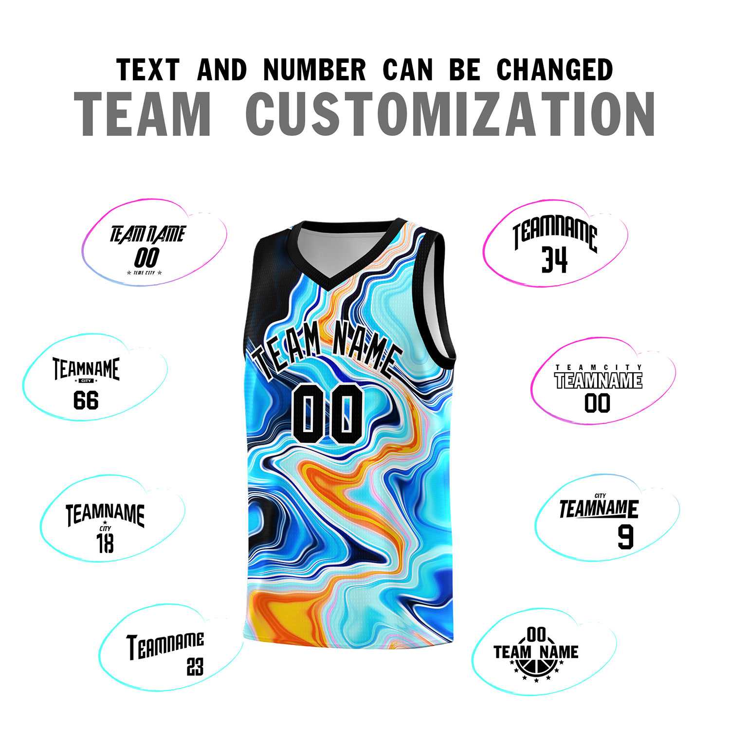 Custom Black Fluid Painting Pattern Sports Uniform Basketball Jersey