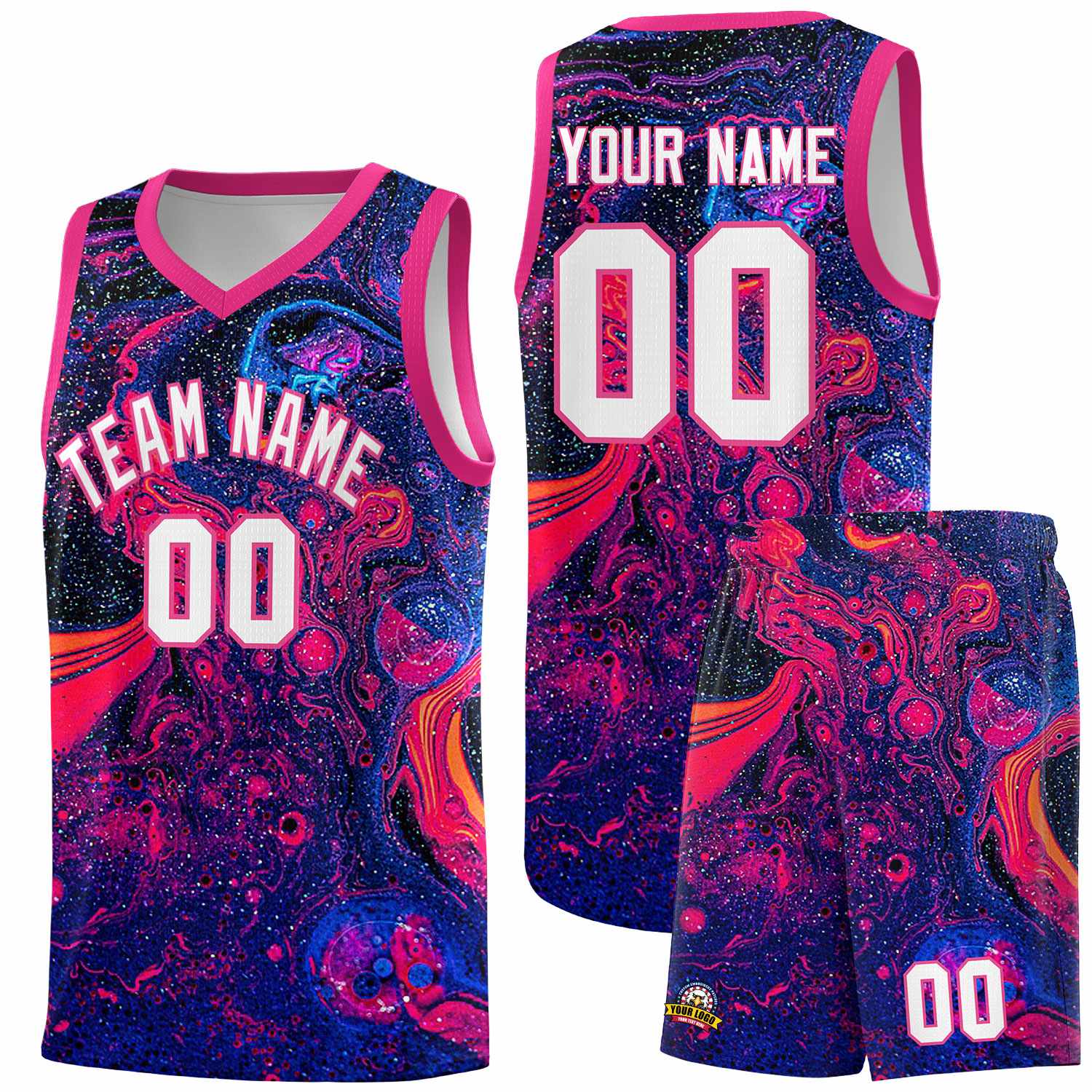 Custom Rose Red Fluid Painting Pattern Sports Uniform Basketball Jersey