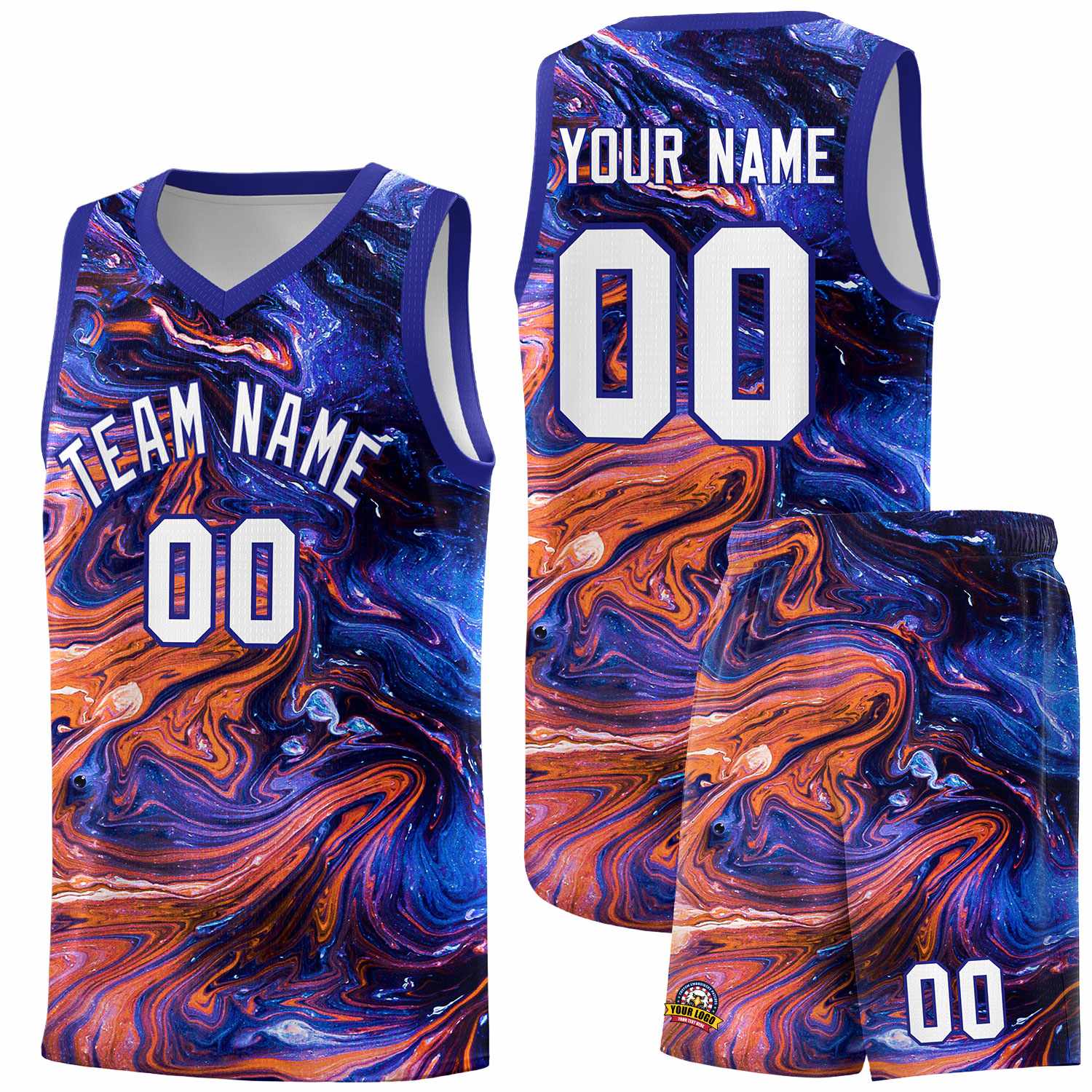 Custom Royal Fluid Painting Pattern Sports Uniform Basketball Jersey