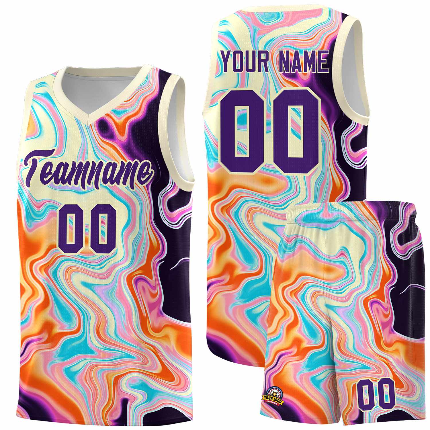 Custom Cream Fluid Painting Pattern Sports Uniform Basketball Jersey