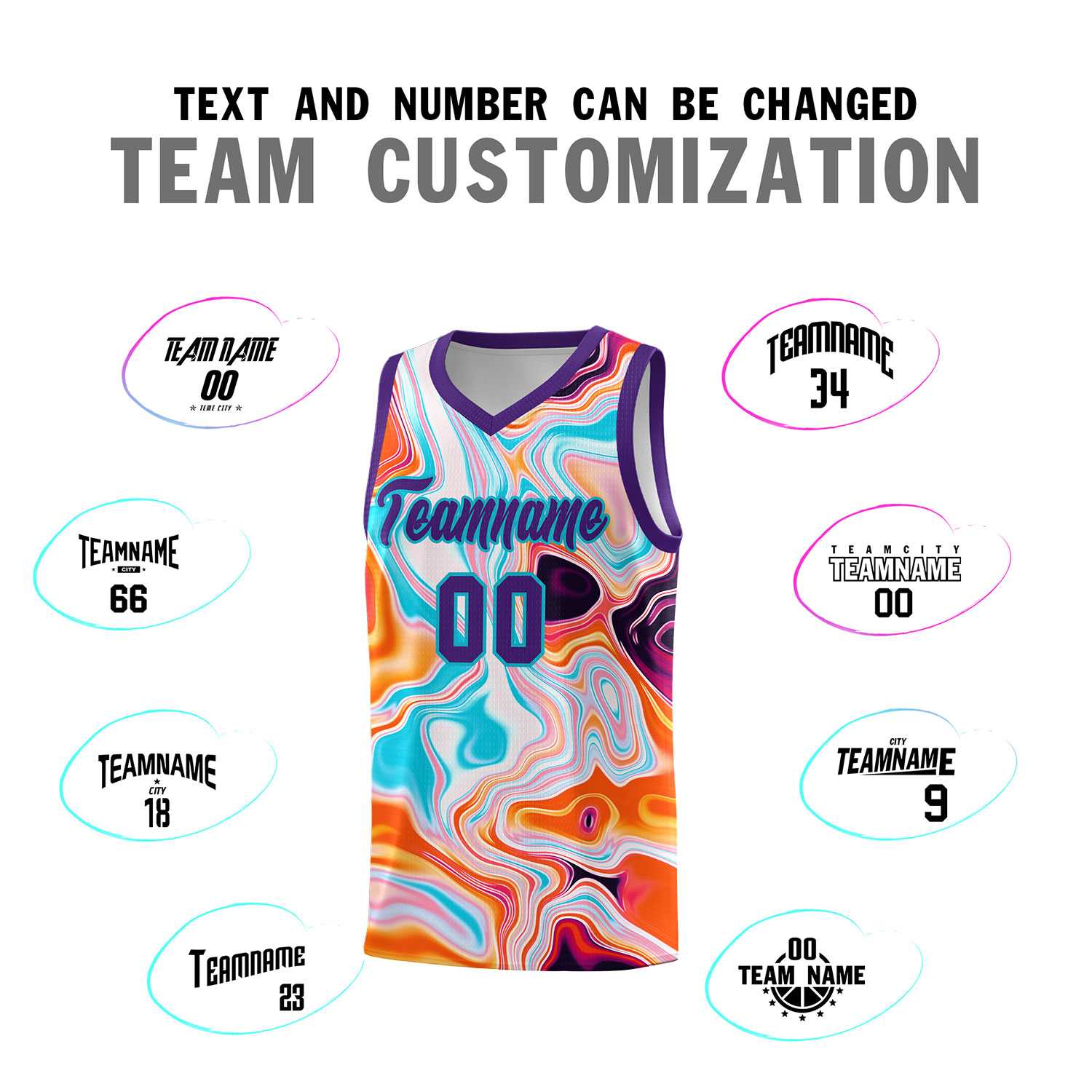 Custom Purple Fluid Painting Pattern Sports Uniform Basketball Jersey