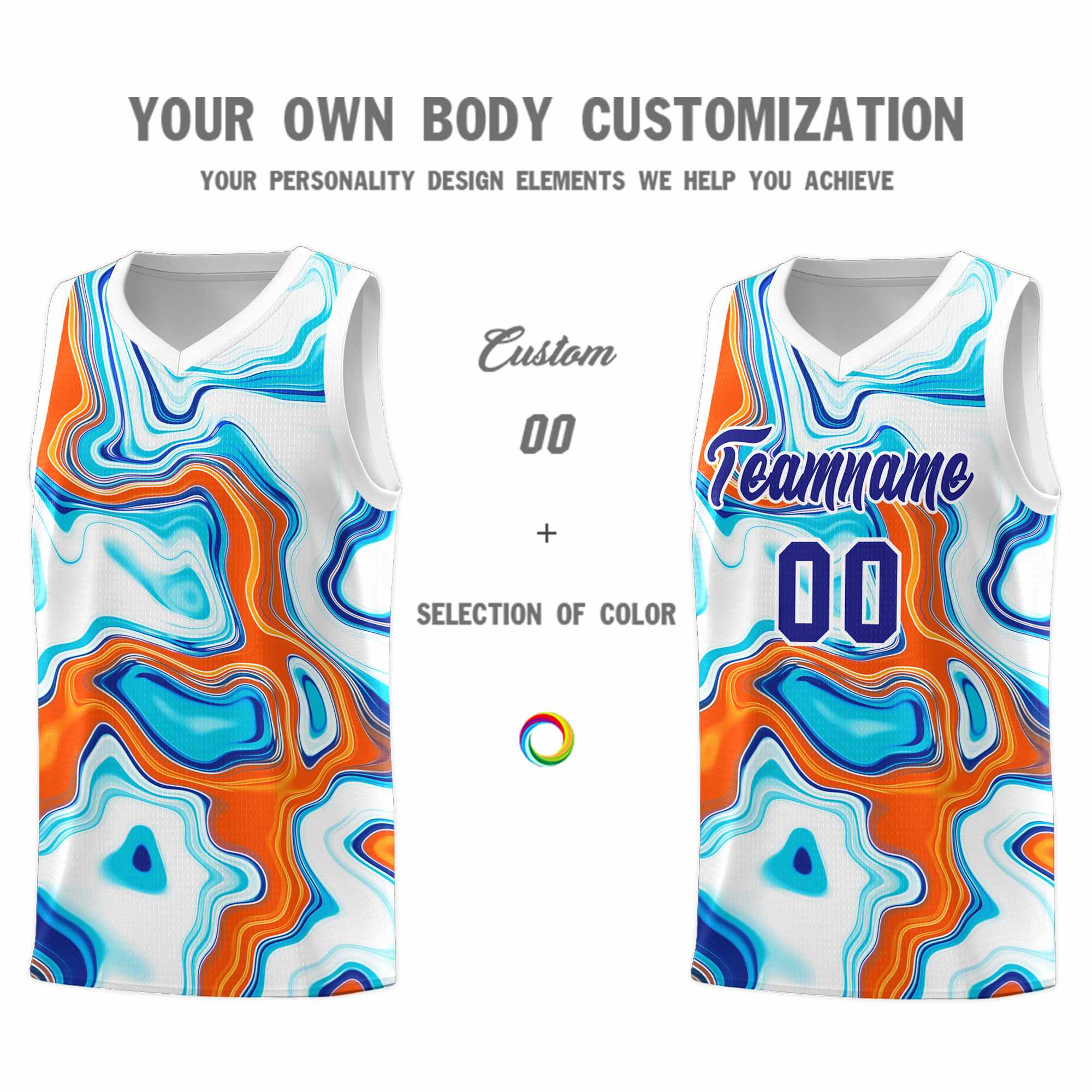 Custom White Fluid Painting Pattern Sports Uniform Basketball Jersey