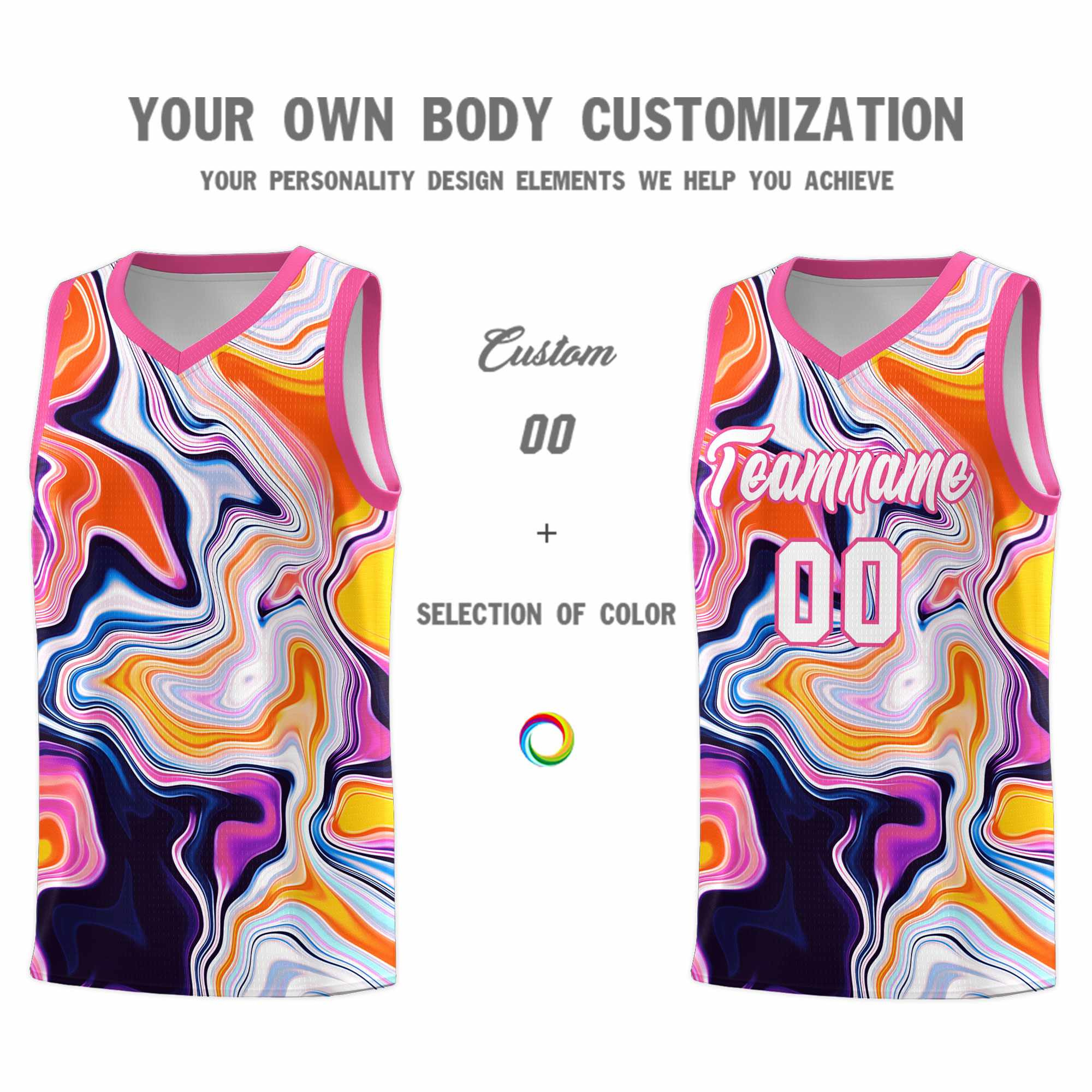 Custom Pink Fluid Painting Pattern Sports Uniform Basketball Jersey