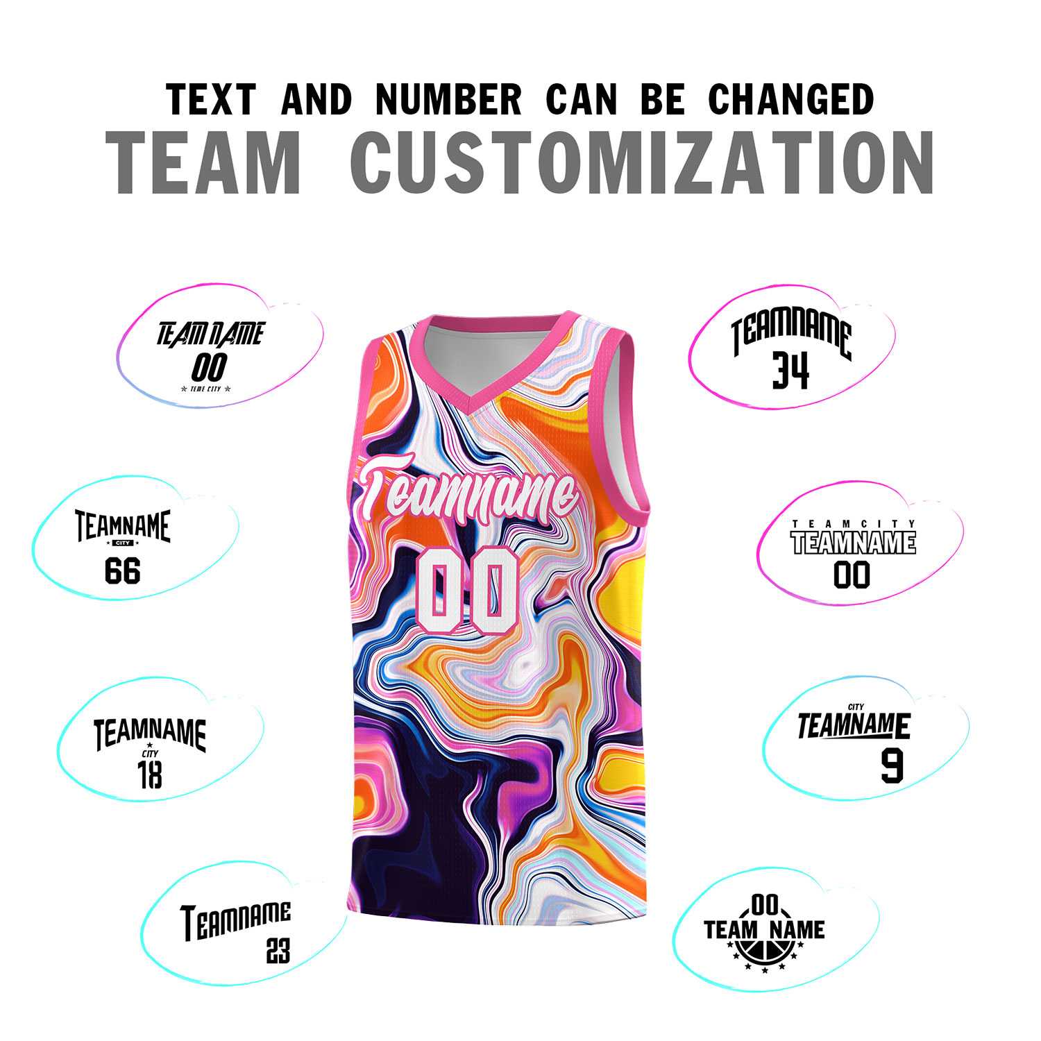 Custom Pink Fluid Painting Pattern Sports Uniform Basketball Jersey