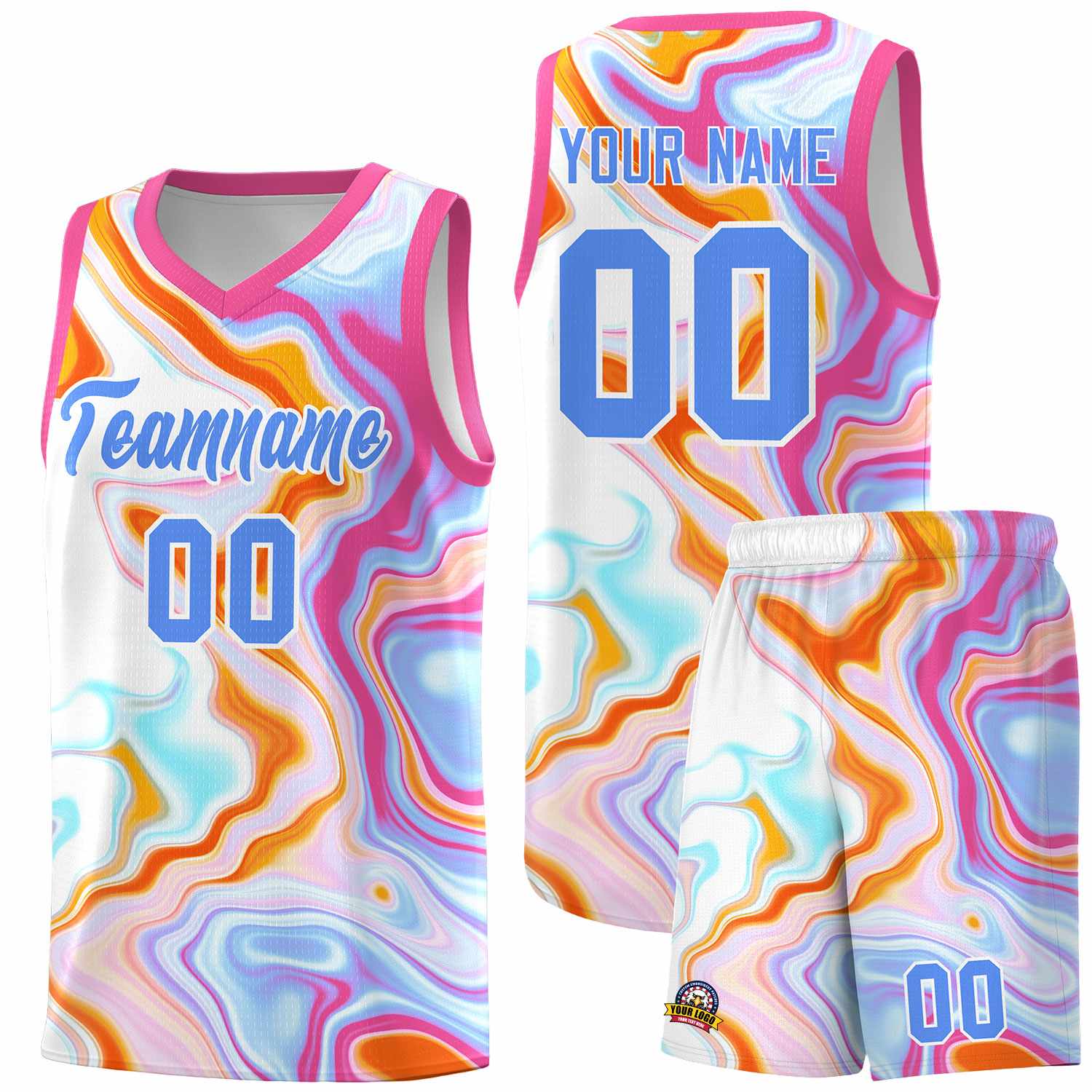 Custom Pink Fluid Painting Pattern Sports Uniform Basketball Jersey