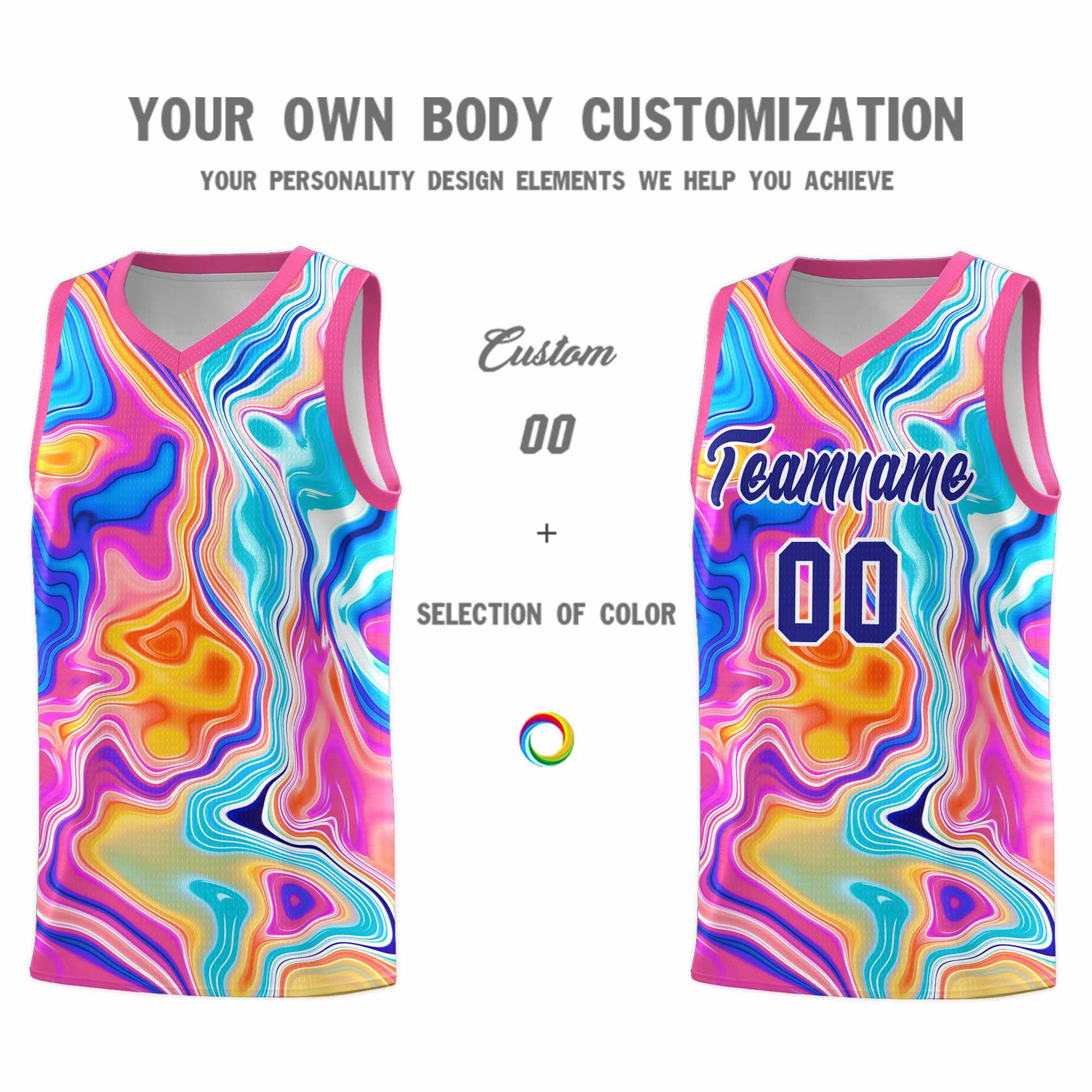 Custom Pink Fluid Painting Pattern Sports Uniform Basketball Jersey