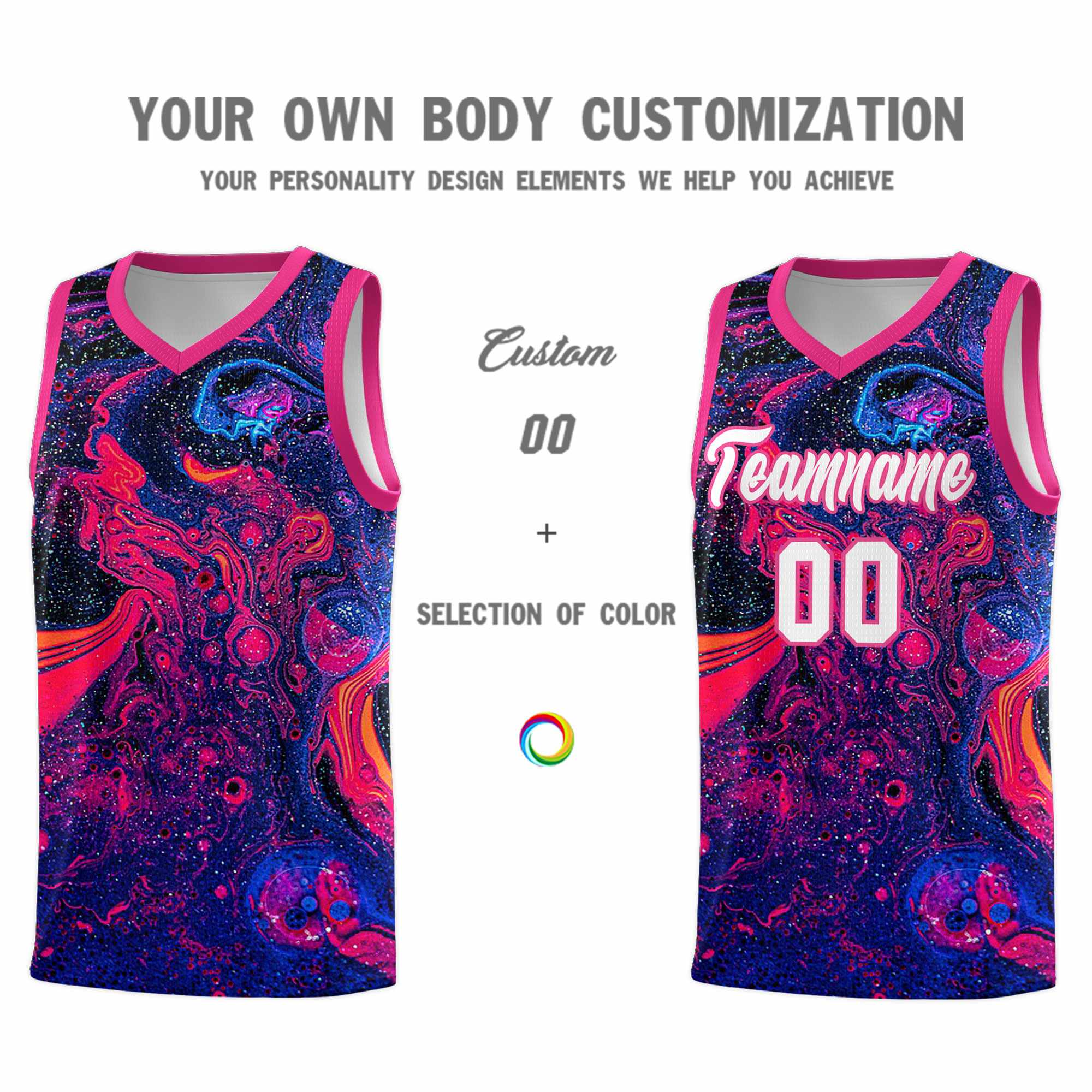 Custom Rose Red Fluid Painting Pattern Sports Uniform Basketball Jersey