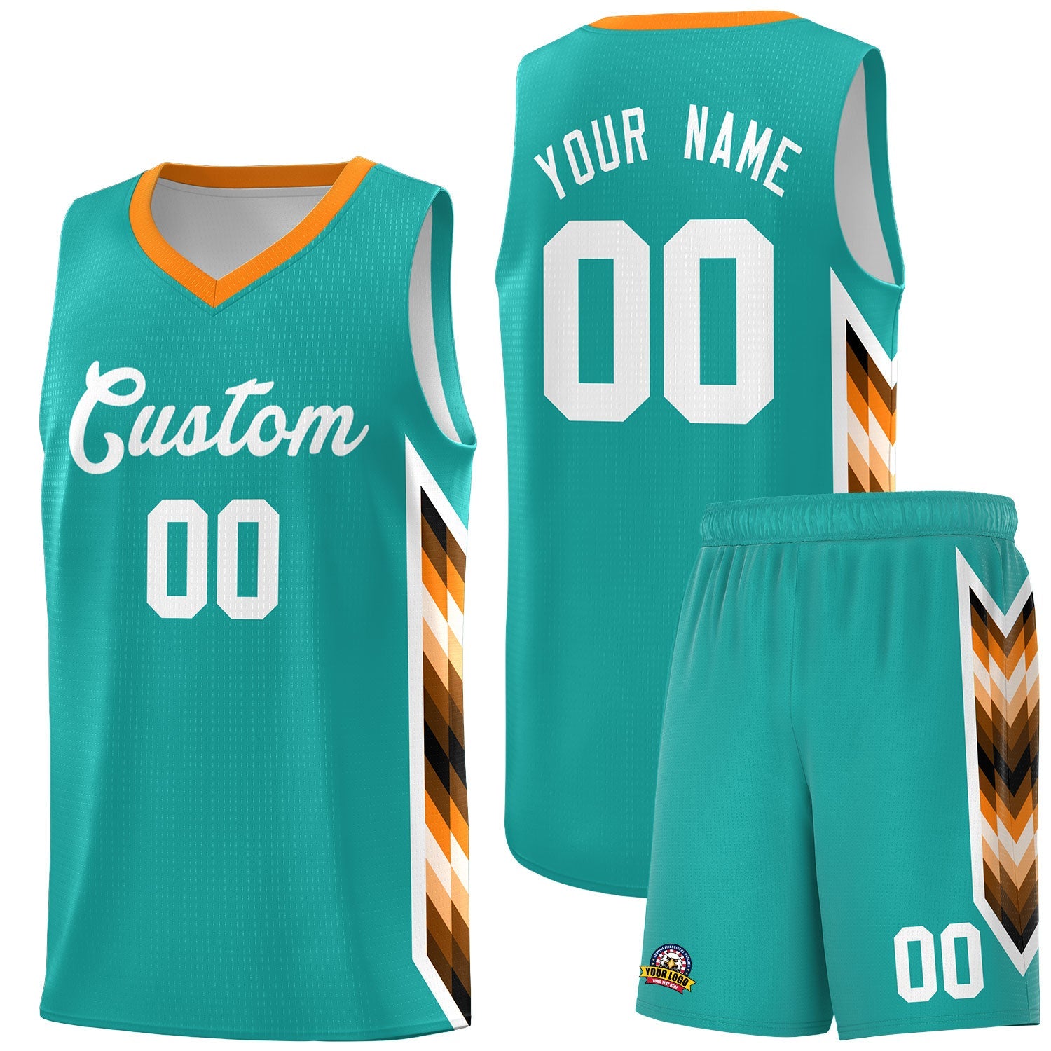 Custom Aqua Mosaic Gradient Fashion Sports Uniform Basketball Jersey