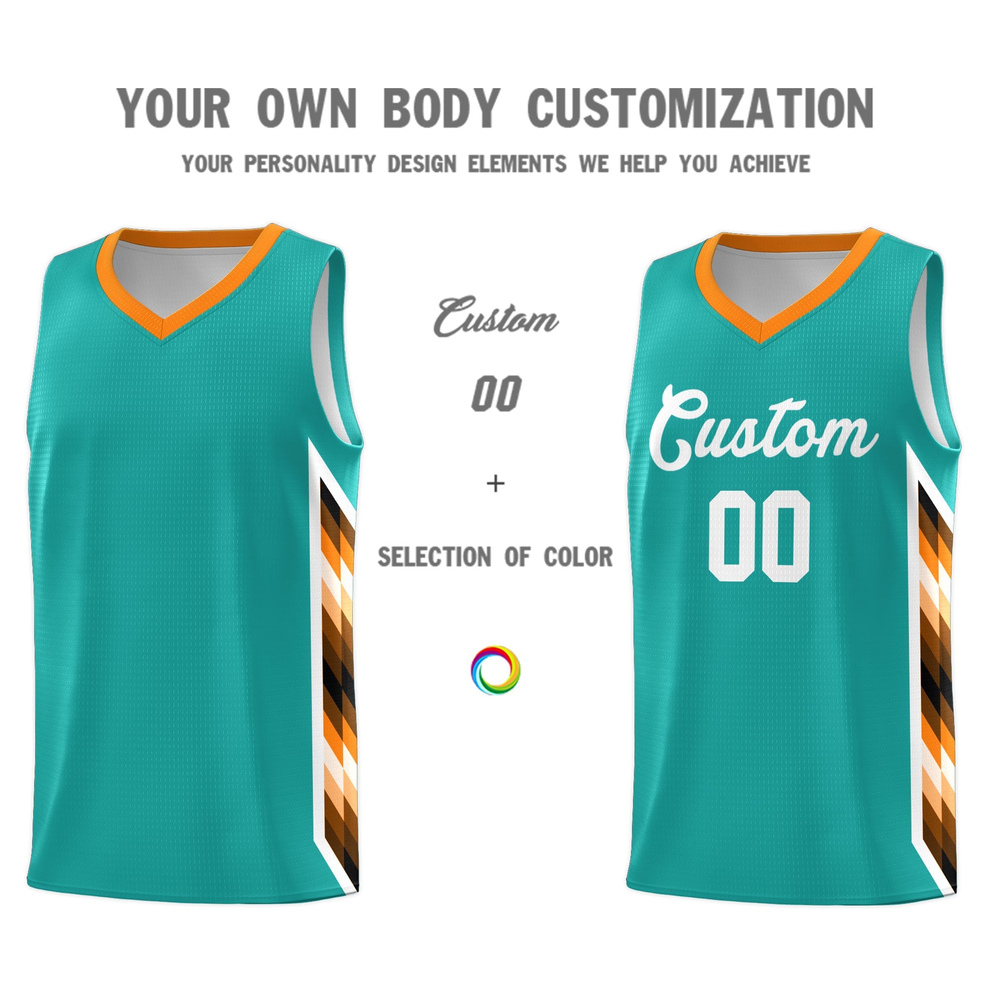 Custom Aqua Mosaic Gradient Fashion Sports Uniform Basketball Jersey