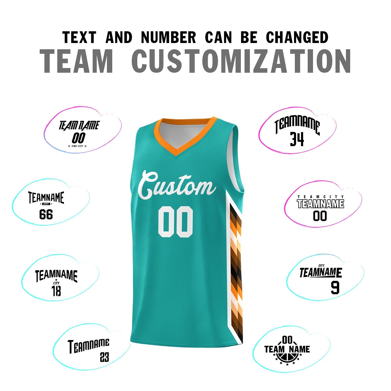 Custom Aqua Mosaic Gradient Fashion Sports Uniform Basketball Jersey