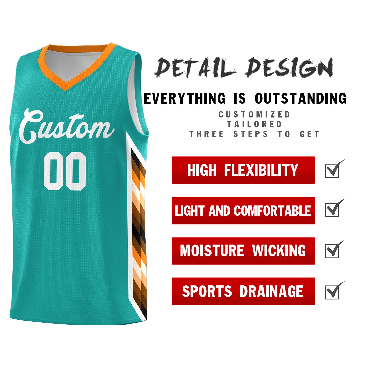 Custom Aqua Mosaic Gradient Fashion Sports Uniform Basketball Jersey