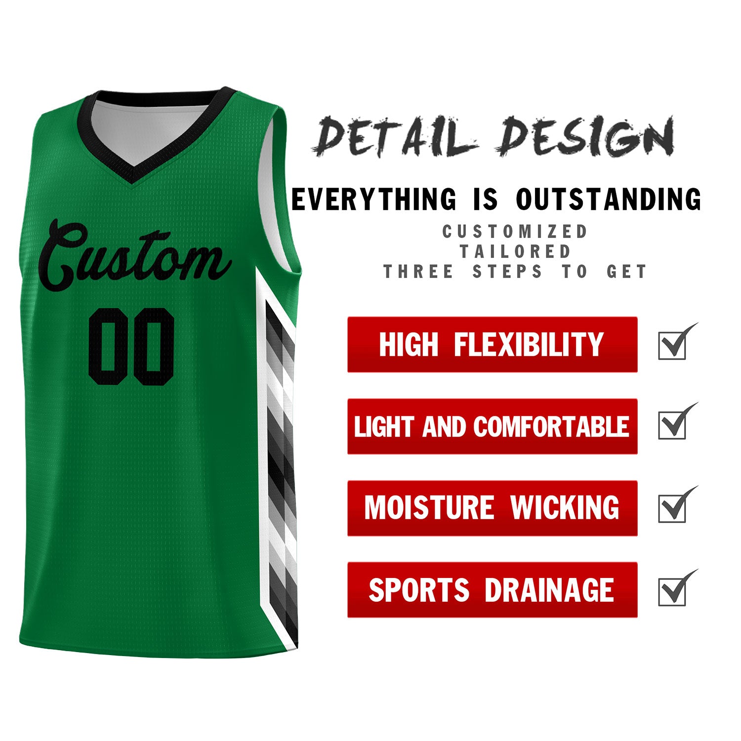 Custom Kelly Green Mosaic Gradient Fashion Sports Uniform Basketball Jersey