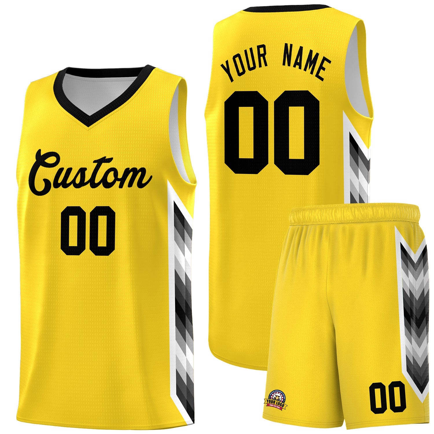 Custom Gold Mosaic Gradient Fashion Sports Uniform Basketball Jersey