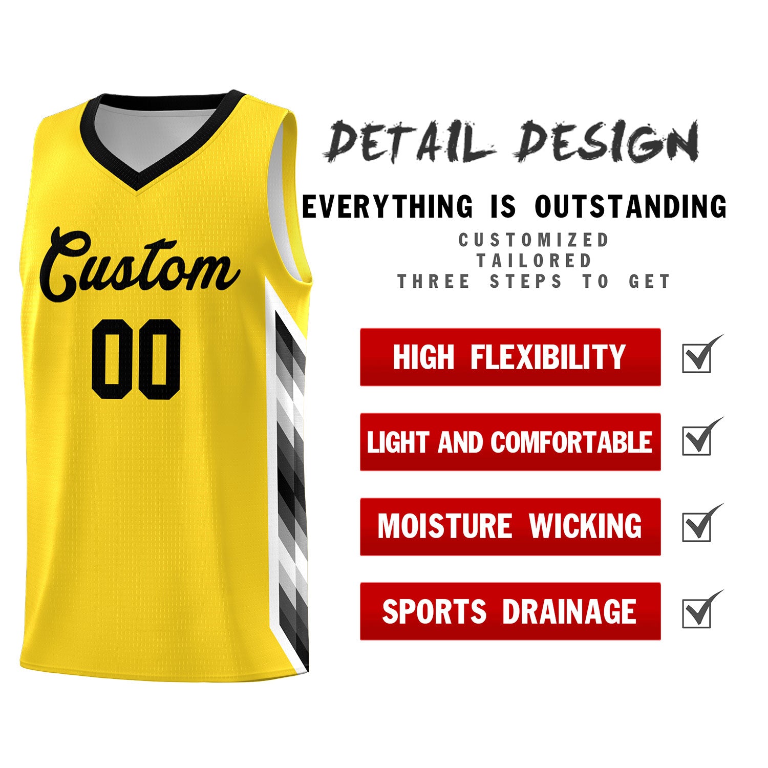 Custom Gold Mosaic Gradient Fashion Sports Uniform Basketball Jersey