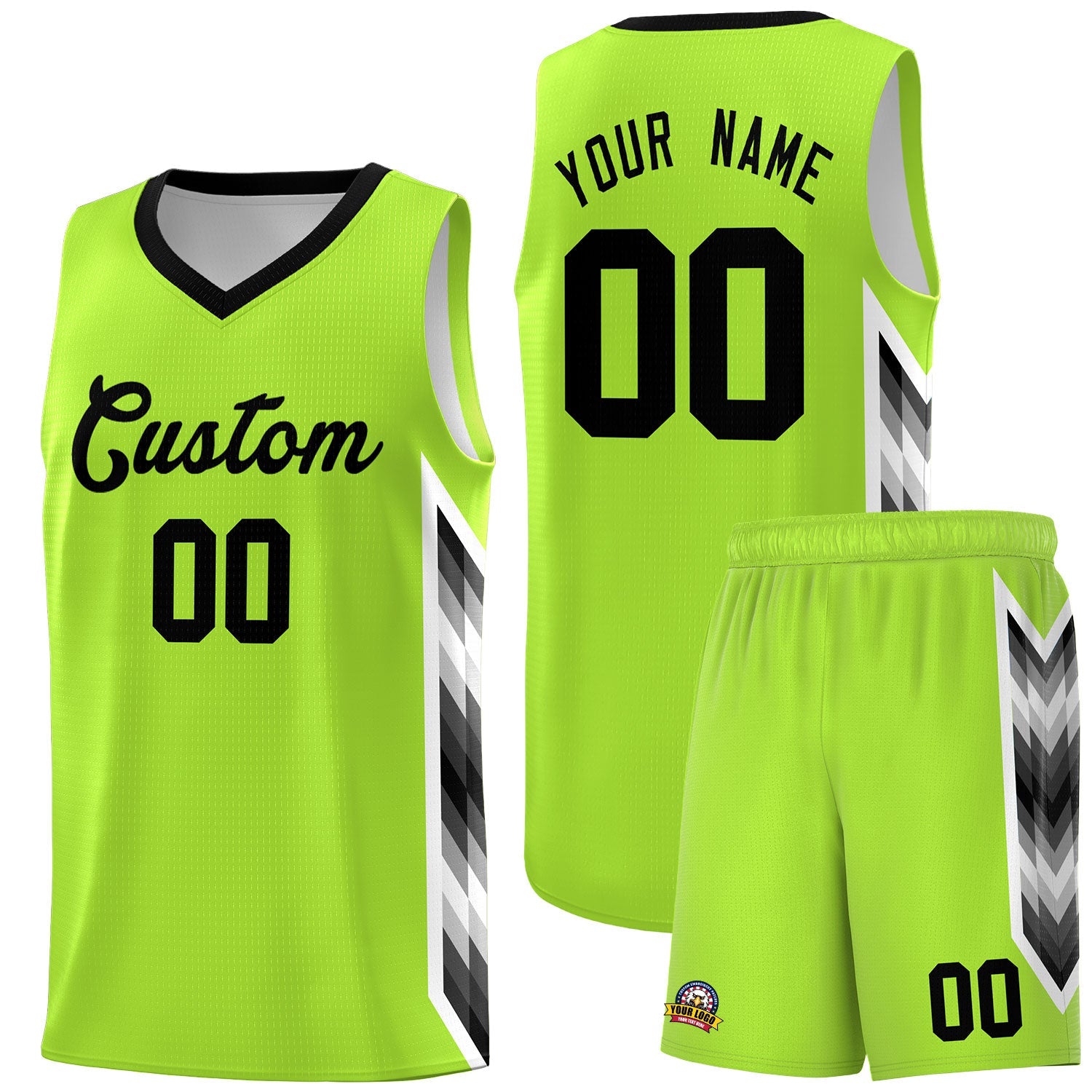 Custom Neon Green Mosaic Gradient Fashion Sports Uniform Basketball Jersey