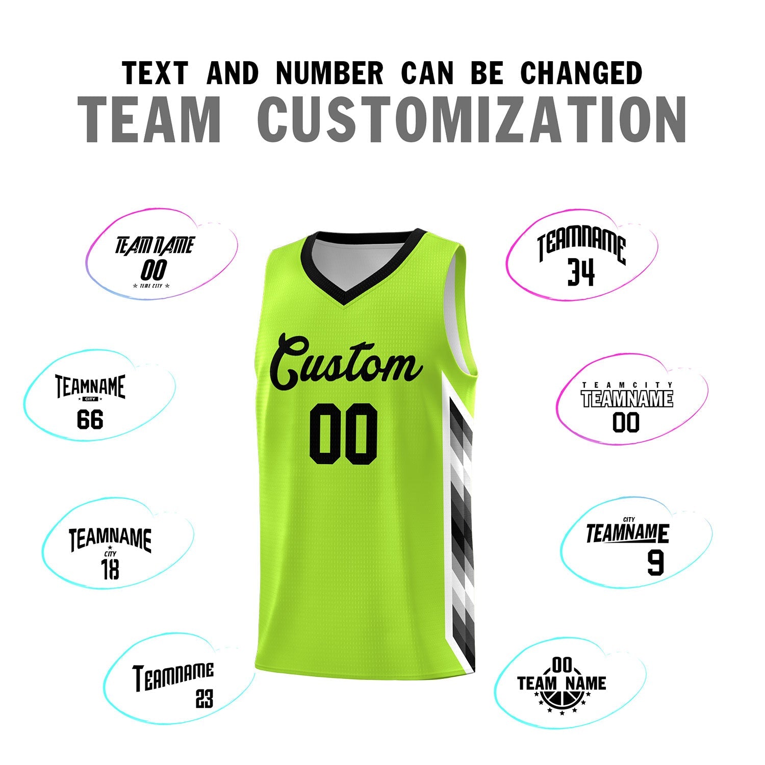 Custom Neon Green Mosaic Gradient Fashion Sports Uniform Basketball Jersey