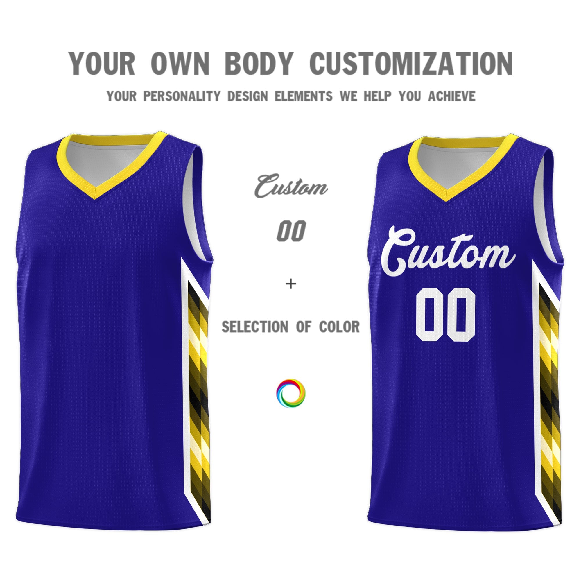 Custom Royal Mosaic Gradient Fashion Sports Uniform Basketball Jersey