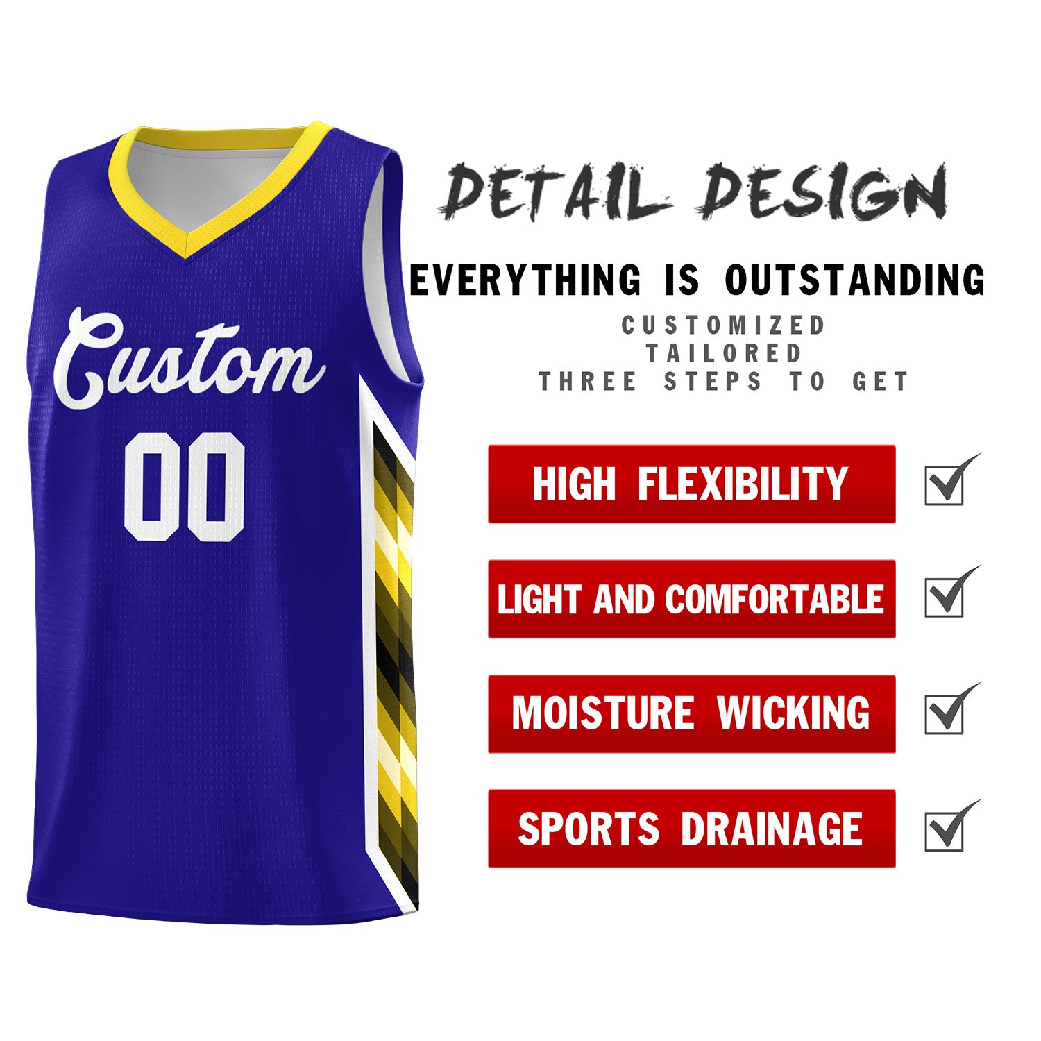 Custom Royal Mosaic Gradient Fashion Sports Uniform Basketball Jersey