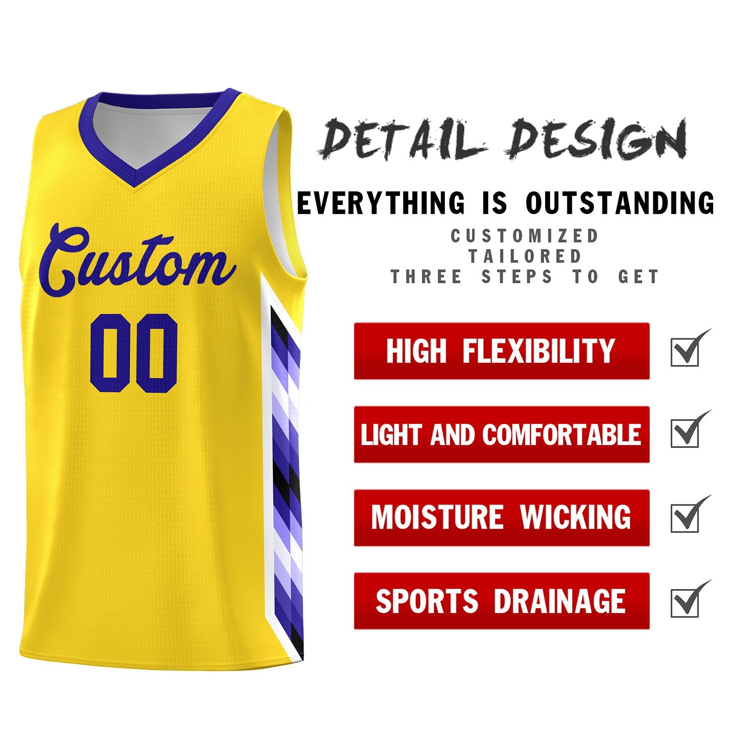 Custom Gold Mosaic Gradient Fashion Sports Uniform Basketball Jersey