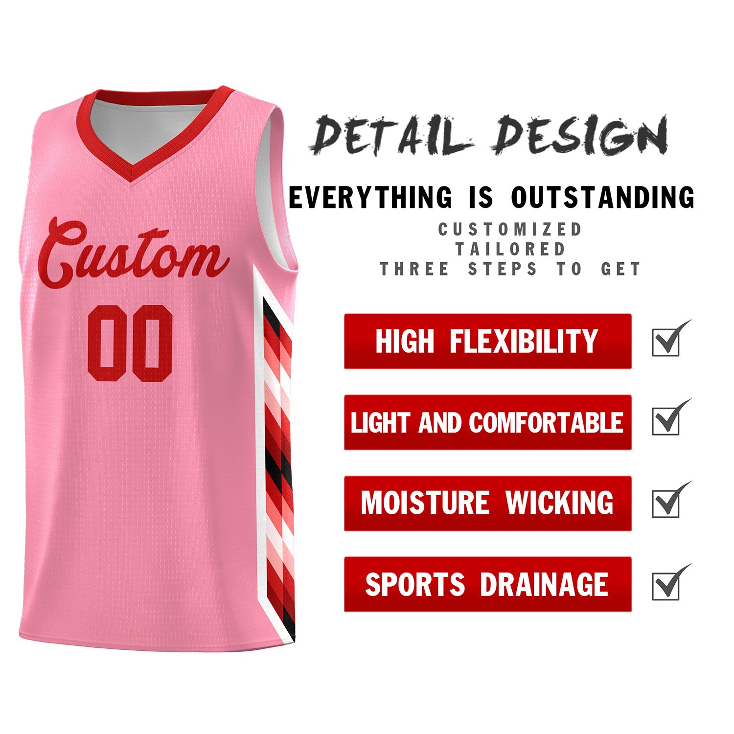 Custom Light Pink Mosaic Gradient Fashion Sports Uniform Basketball Jersey