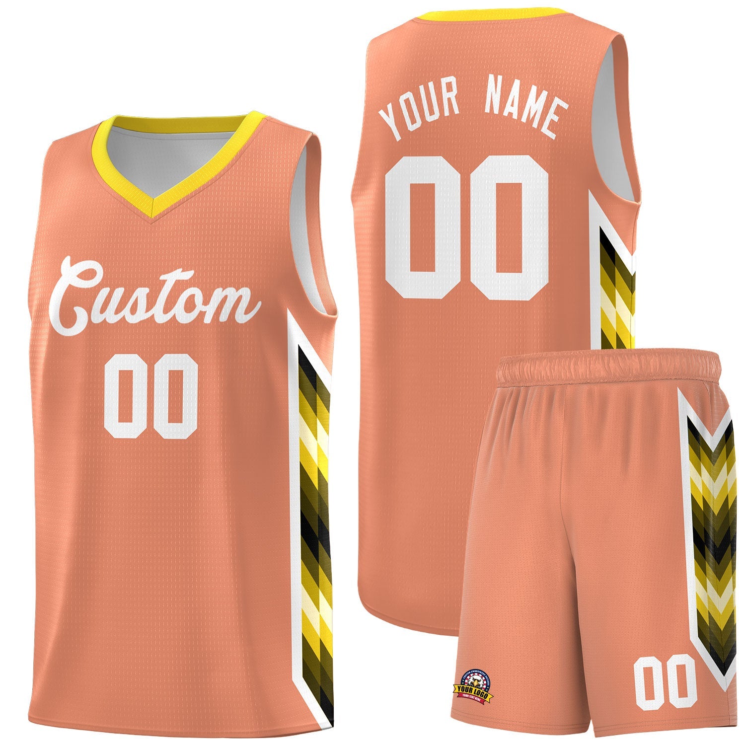 Custom Orange Mosaic Gradient Fashion Sports Uniform Basketball Jersey