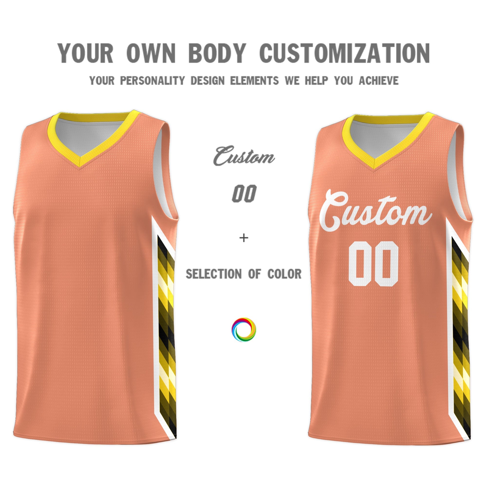 Custom Orange Mosaic Gradient Fashion Sports Uniform Basketball Jersey