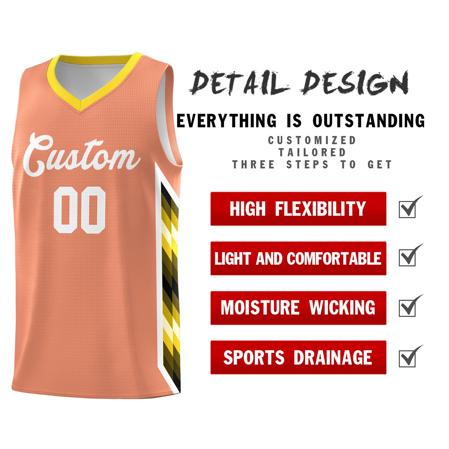 Custom Orange Mosaic Gradient Fashion Sports Uniform Basketball Jersey