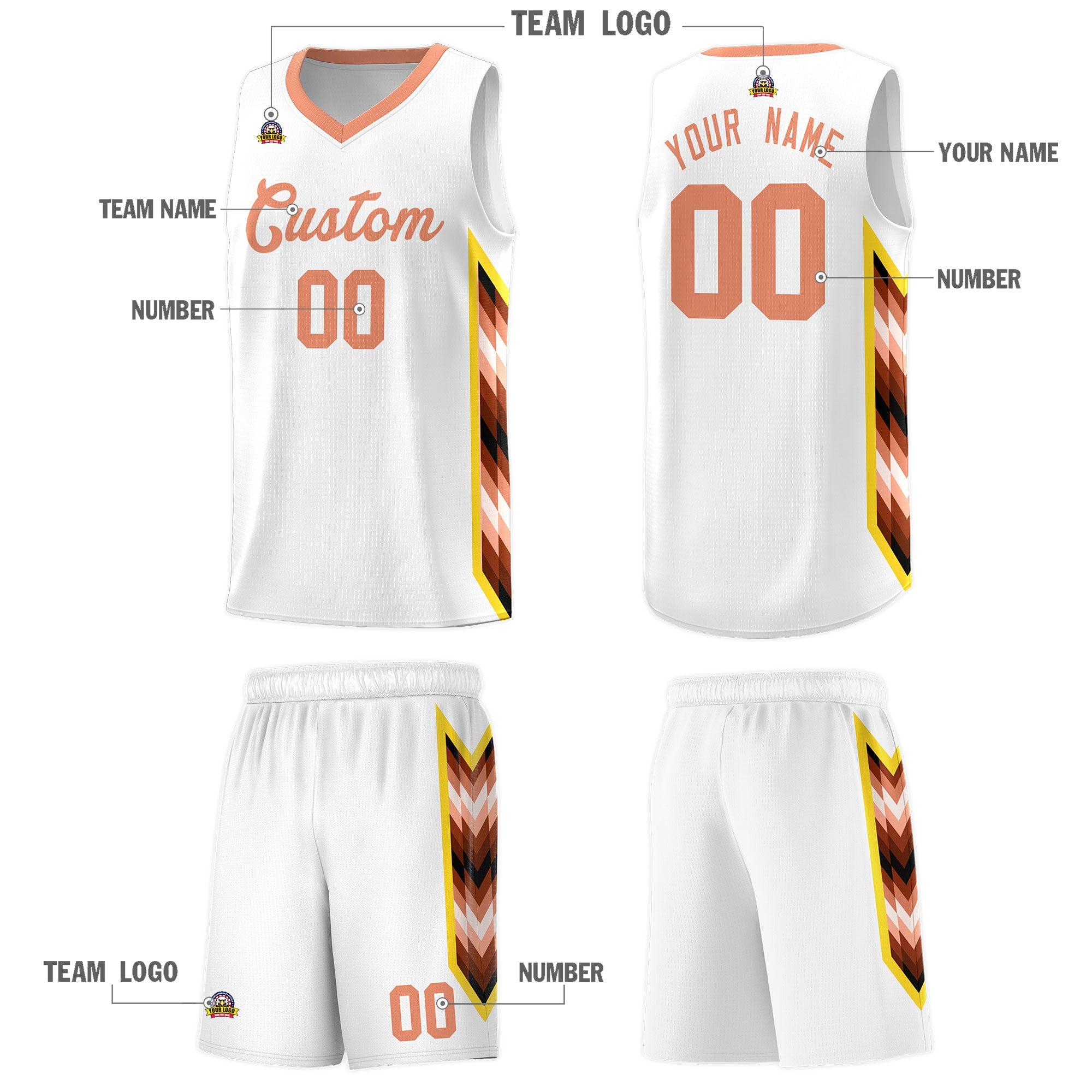 Custom White Mosaic Gradient Fashion Sports Uniform Basketball Jersey