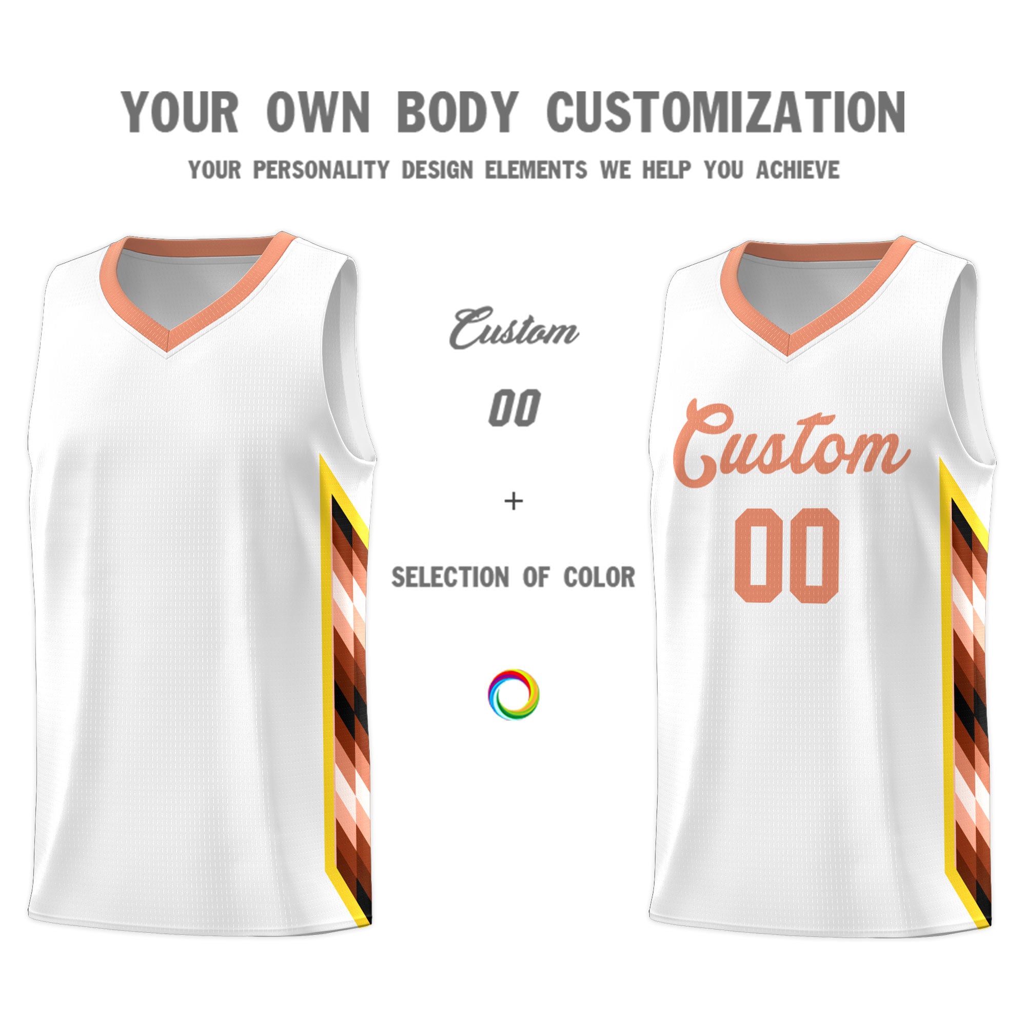 Custom White Mosaic Gradient Fashion Sports Uniform Basketball Jersey