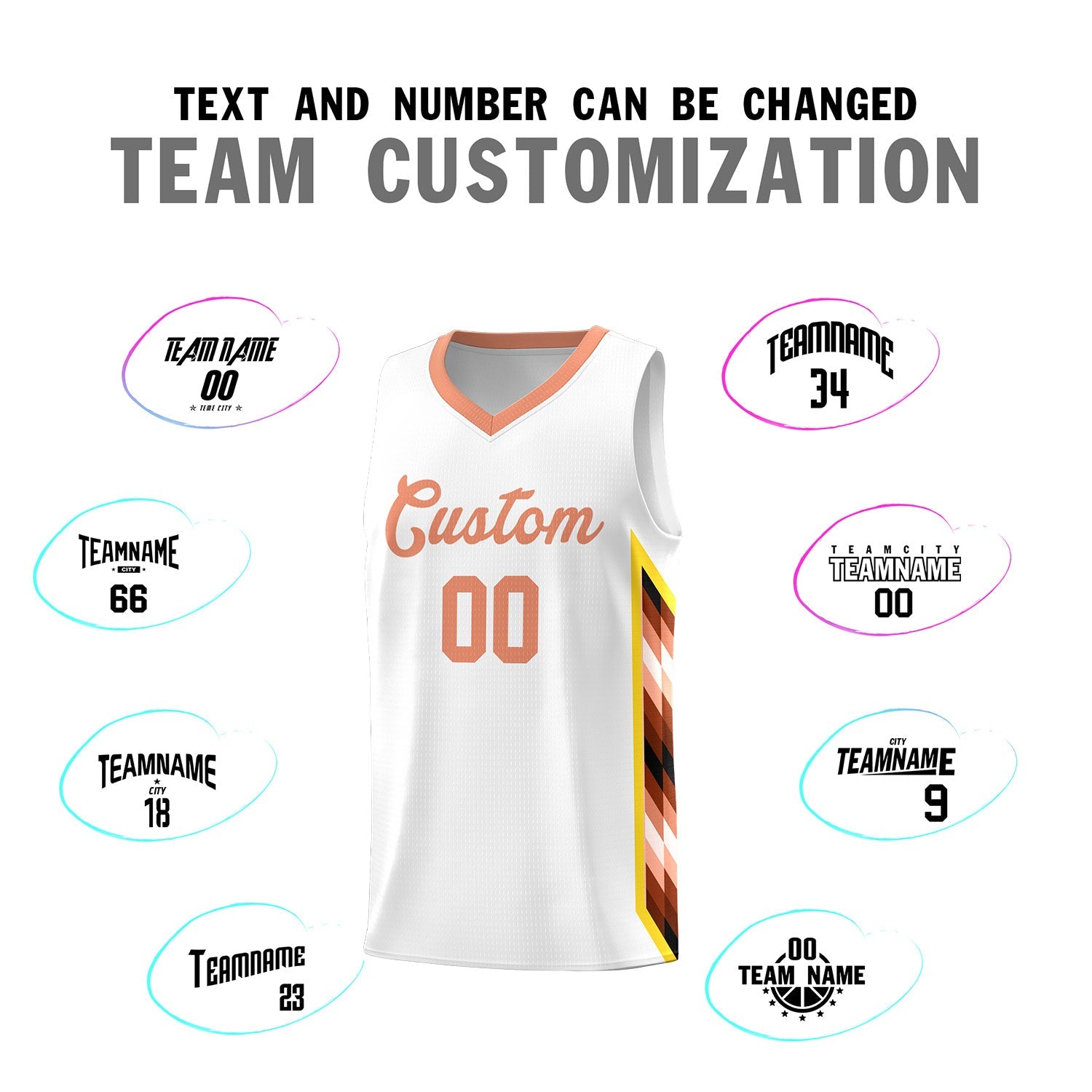 Custom White Mosaic Gradient Fashion Sports Uniform Basketball Jersey