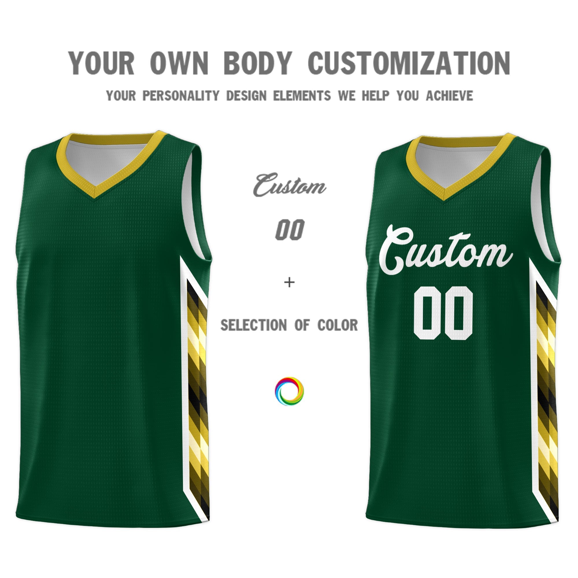 Custom Hunter Green Mosaic Gradient Fashion Sports Uniform Basketball Jersey