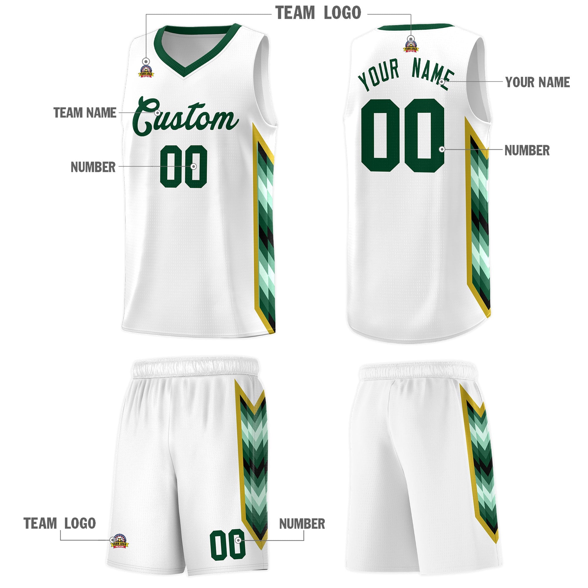 Custom White Mosaic Gradient Fashion Sports Uniform Basketball Jersey