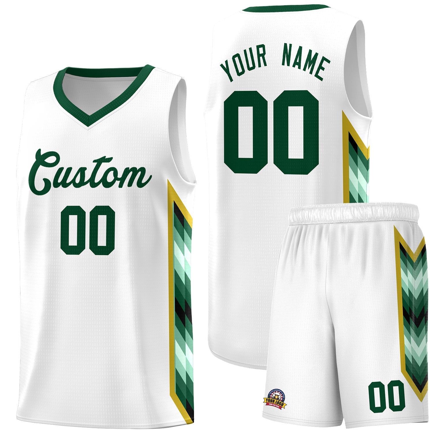 Custom White Mosaic Gradient Fashion Sports Uniform Basketball Jersey