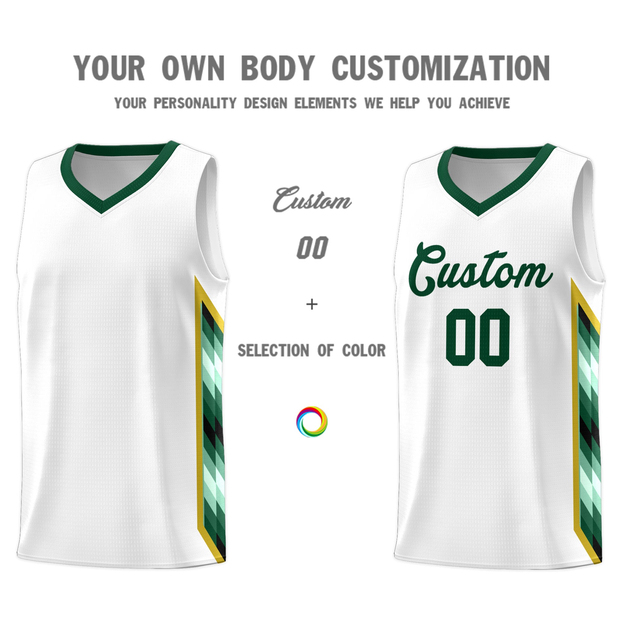 Custom White Mosaic Gradient Fashion Sports Uniform Basketball Jersey