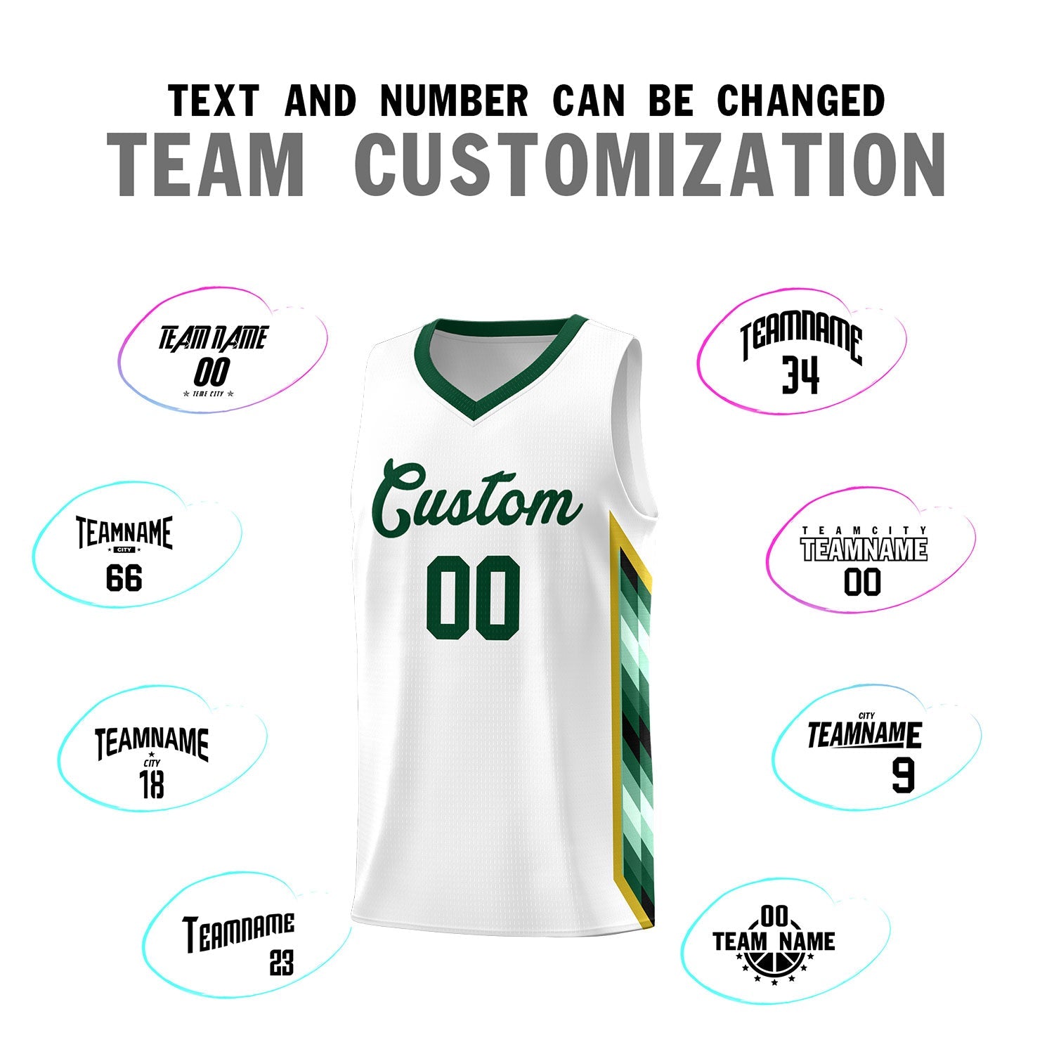 Custom White Mosaic Gradient Fashion Sports Uniform Basketball Jersey