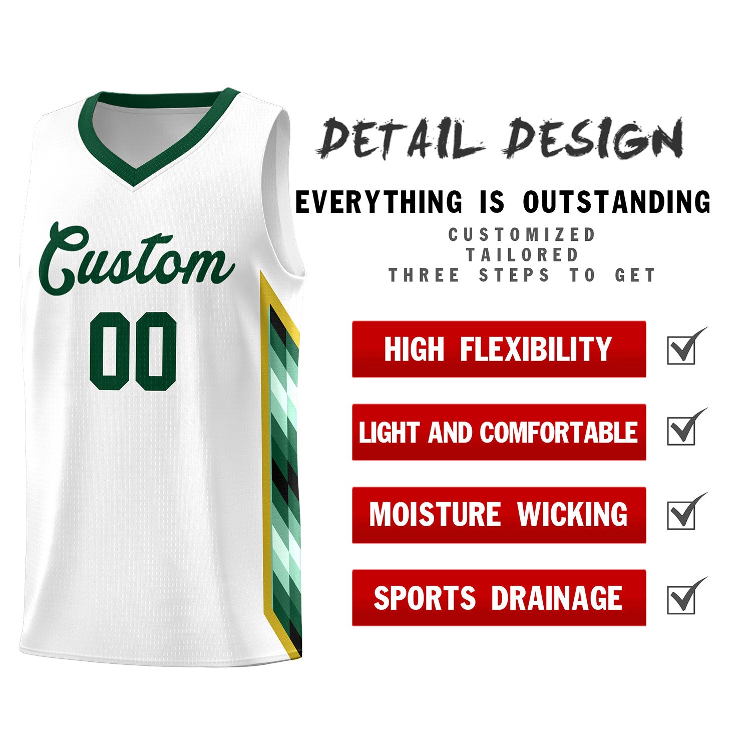 Custom White Mosaic Gradient Fashion Sports Uniform Basketball Jersey