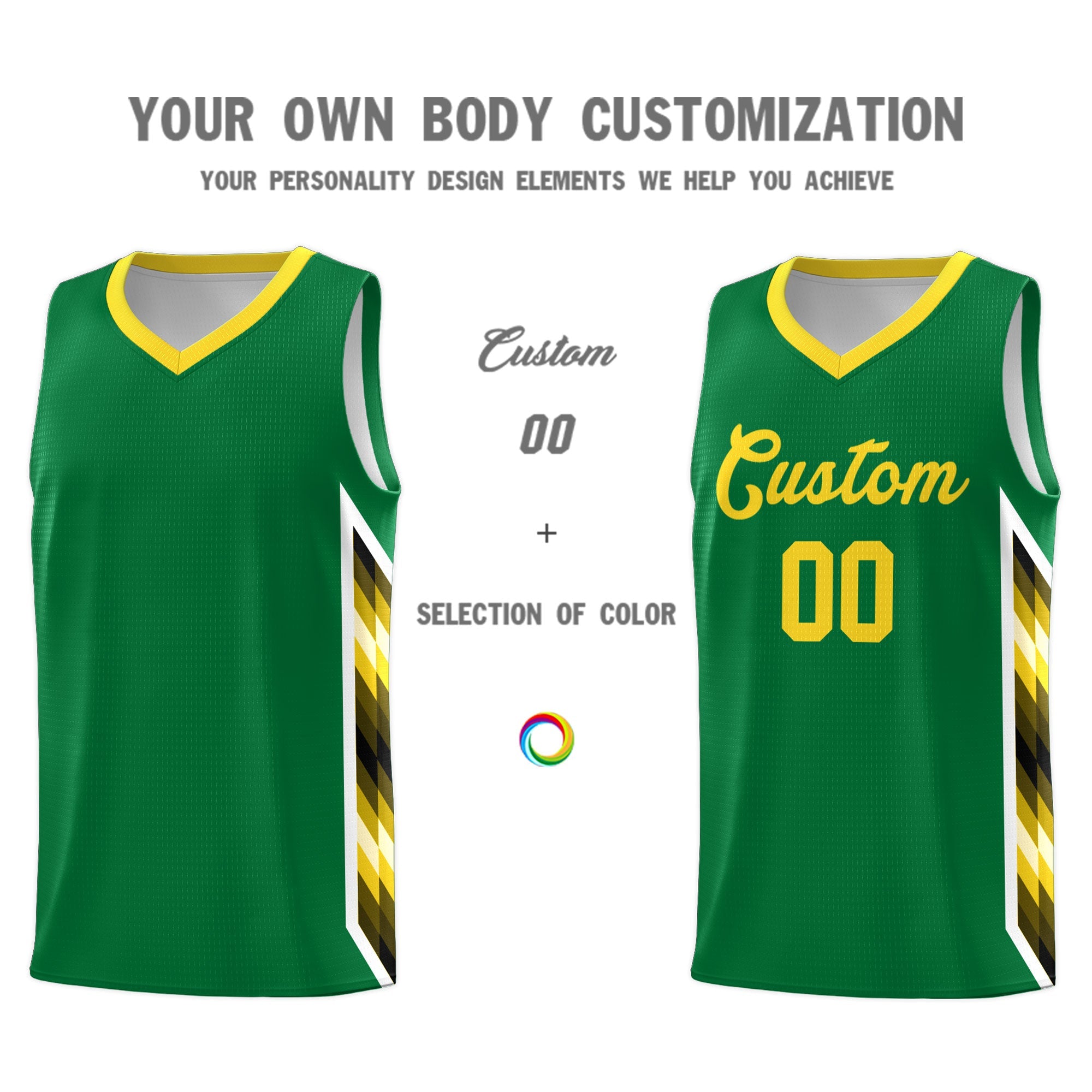 Custom Kelly Green Mosaic Gradient Fashion Sports Uniform Basketball Jersey