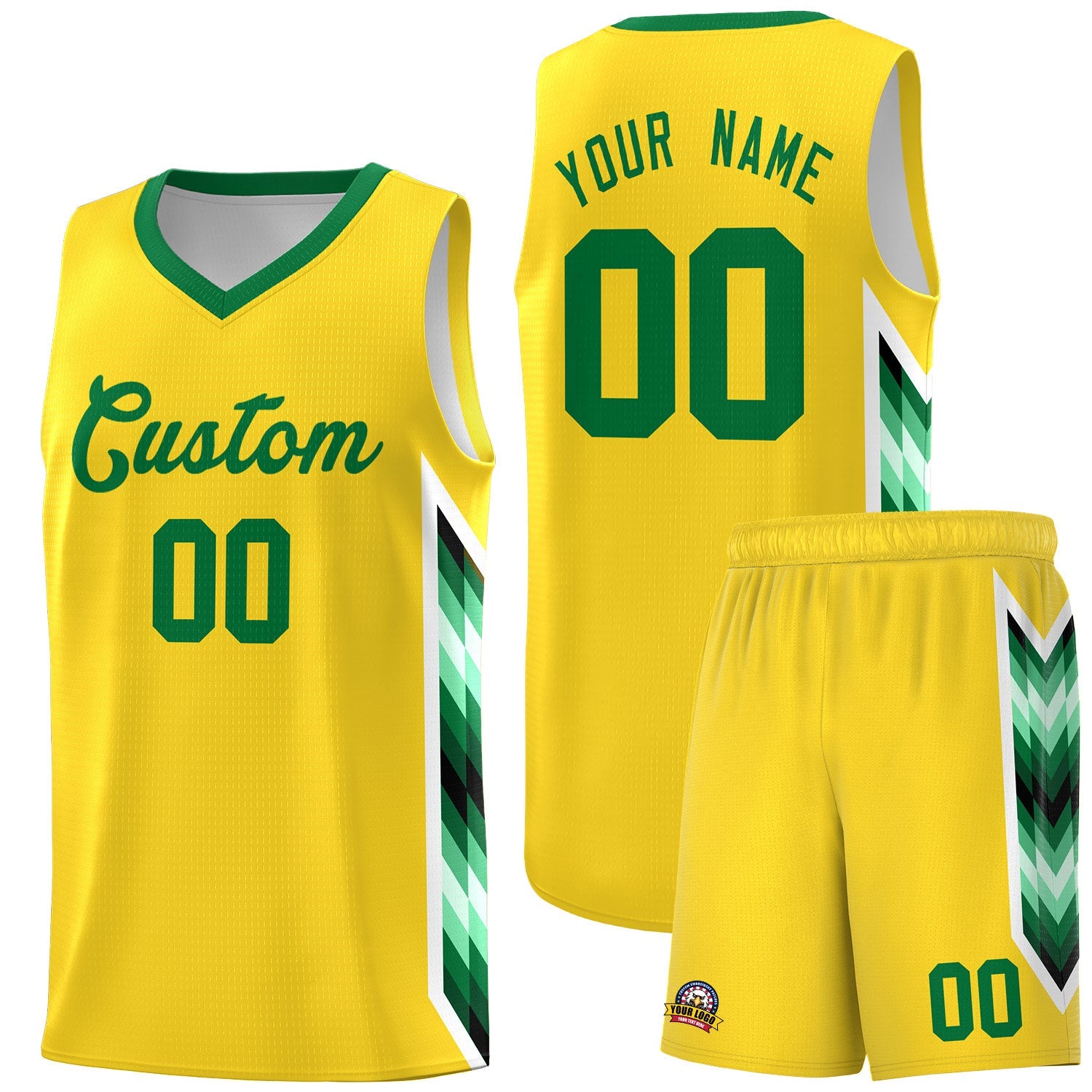 Custom Gold Mosaic Gradient Fashion Sports Uniform Basketball Jersey