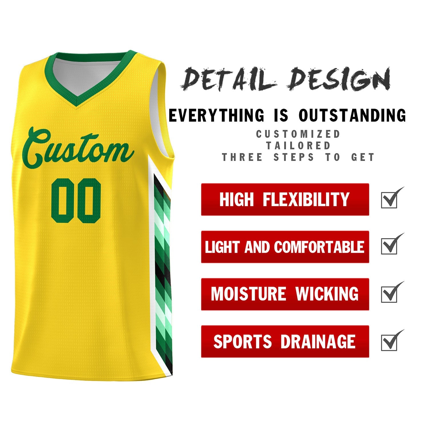 Custom Gold Mosaic Gradient Fashion Sports Uniform Basketball Jersey