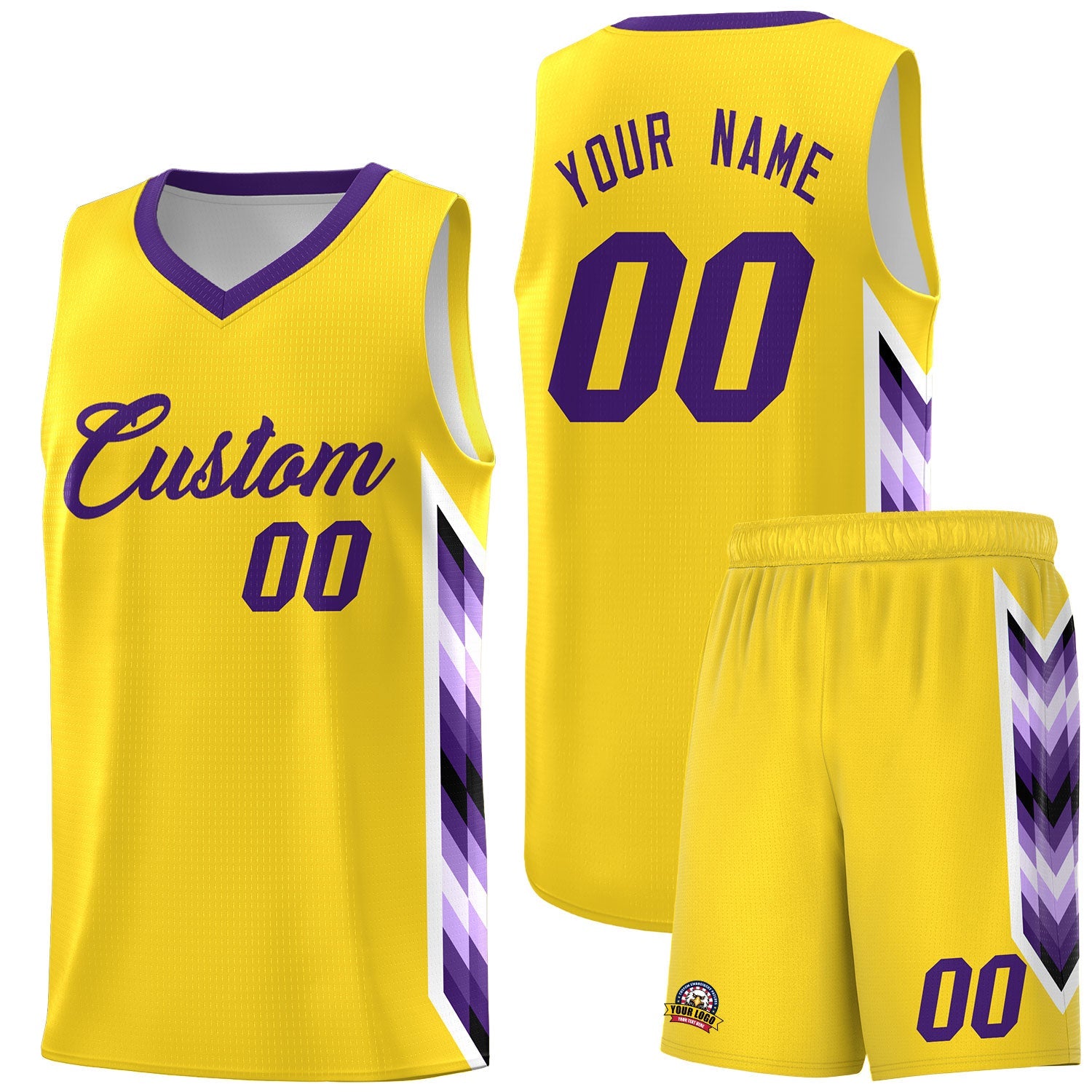 Custom Gold Mosaic Gradient Fashion Sports Uniform Basketball Jersey