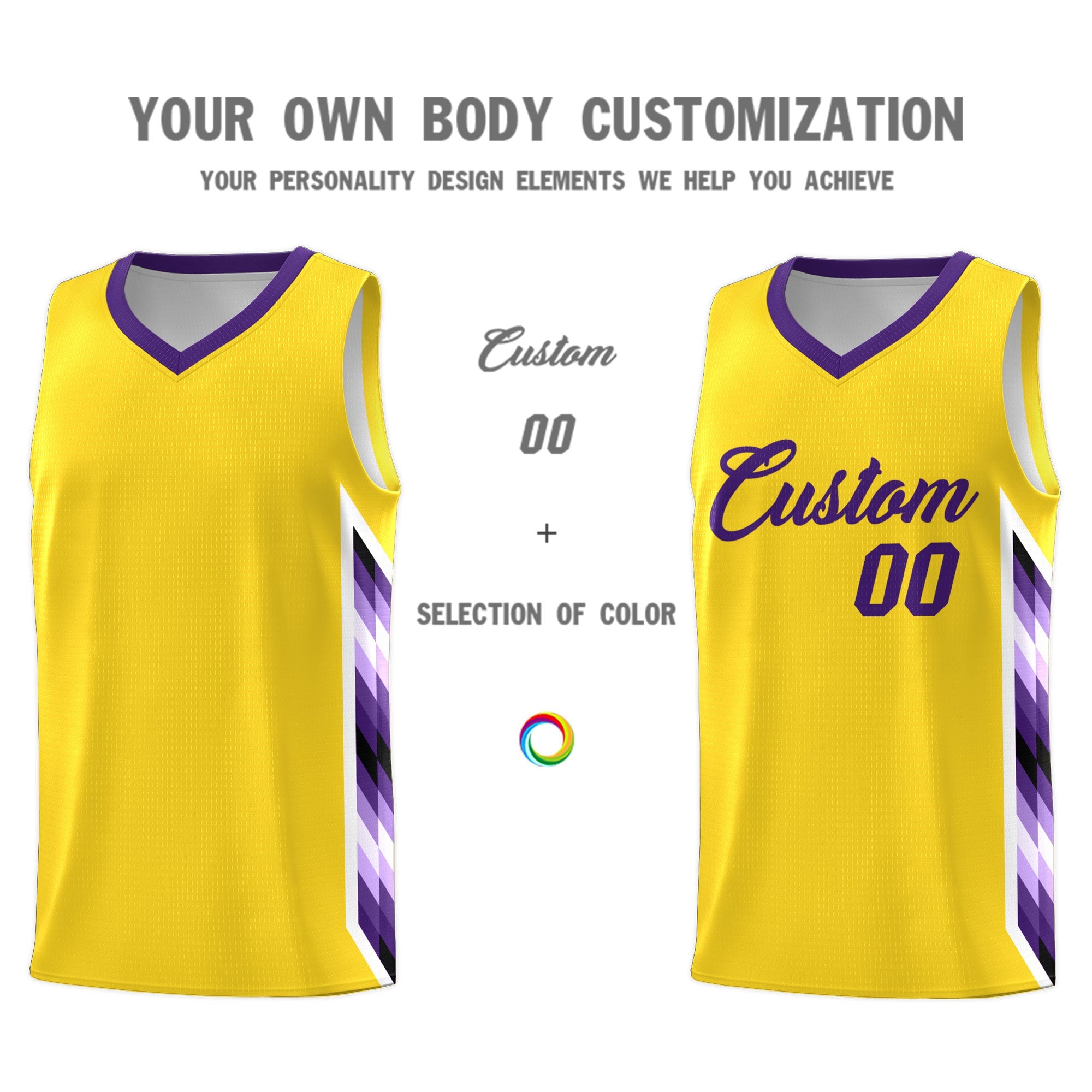 Custom Gold Mosaic Gradient Fashion Sports Uniform Basketball Jersey