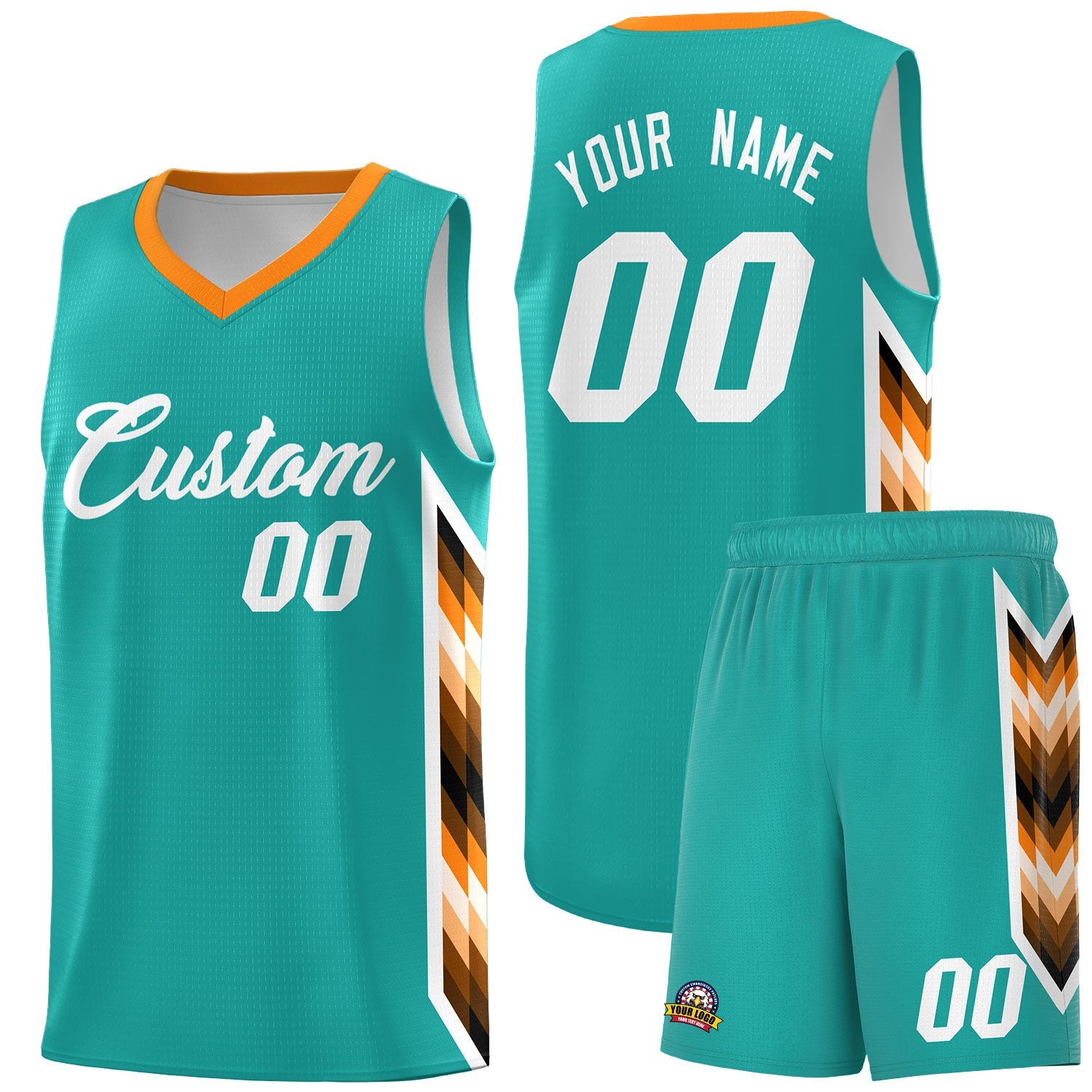 Custom Aqua Mosaic Gradient Fashion Sports Uniform Basketball Jersey