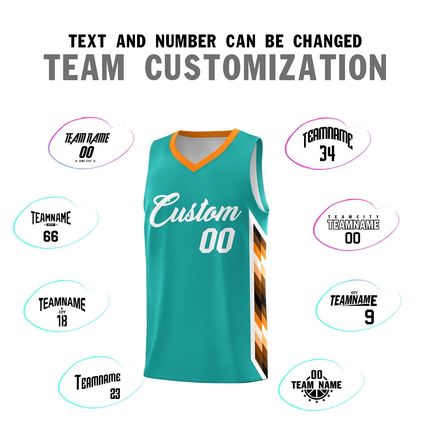 Custom Aqua Mosaic Gradient Fashion Sports Uniform Basketball Jersey