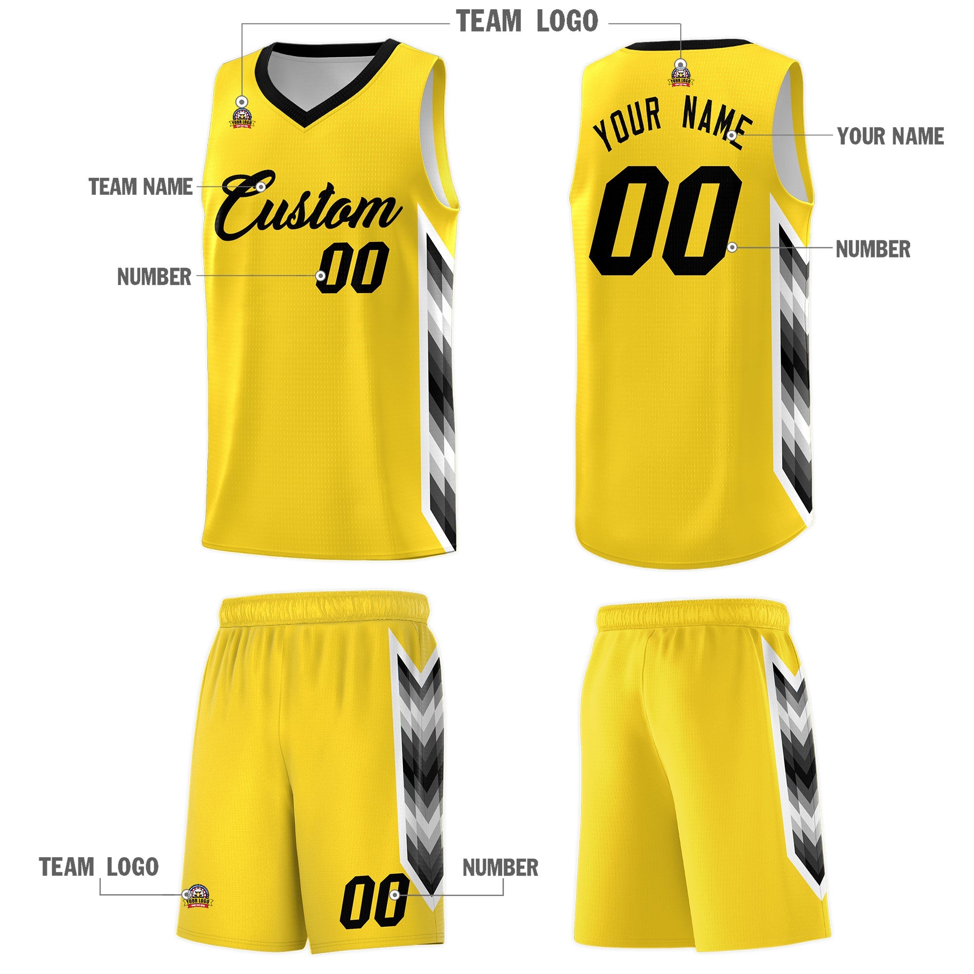 Custom Gold Mosaic Gradient Fashion Sports Uniform Basketball Jersey