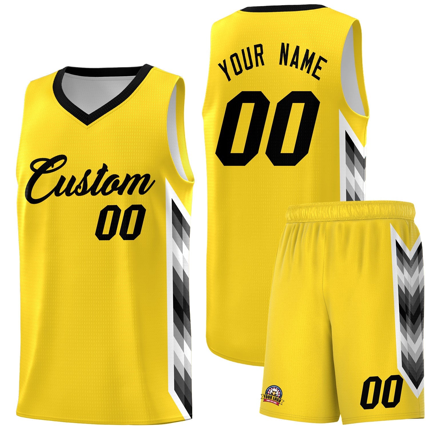 Custom Gold Mosaic Gradient Fashion Sports Uniform Basketball Jersey