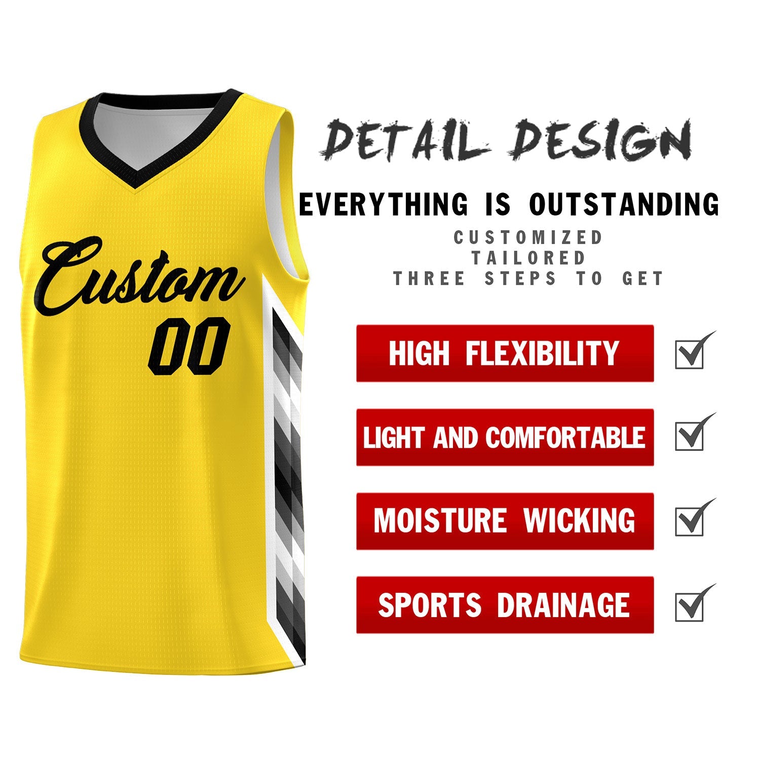 Custom Gold Mosaic Gradient Fashion Sports Uniform Basketball Jersey