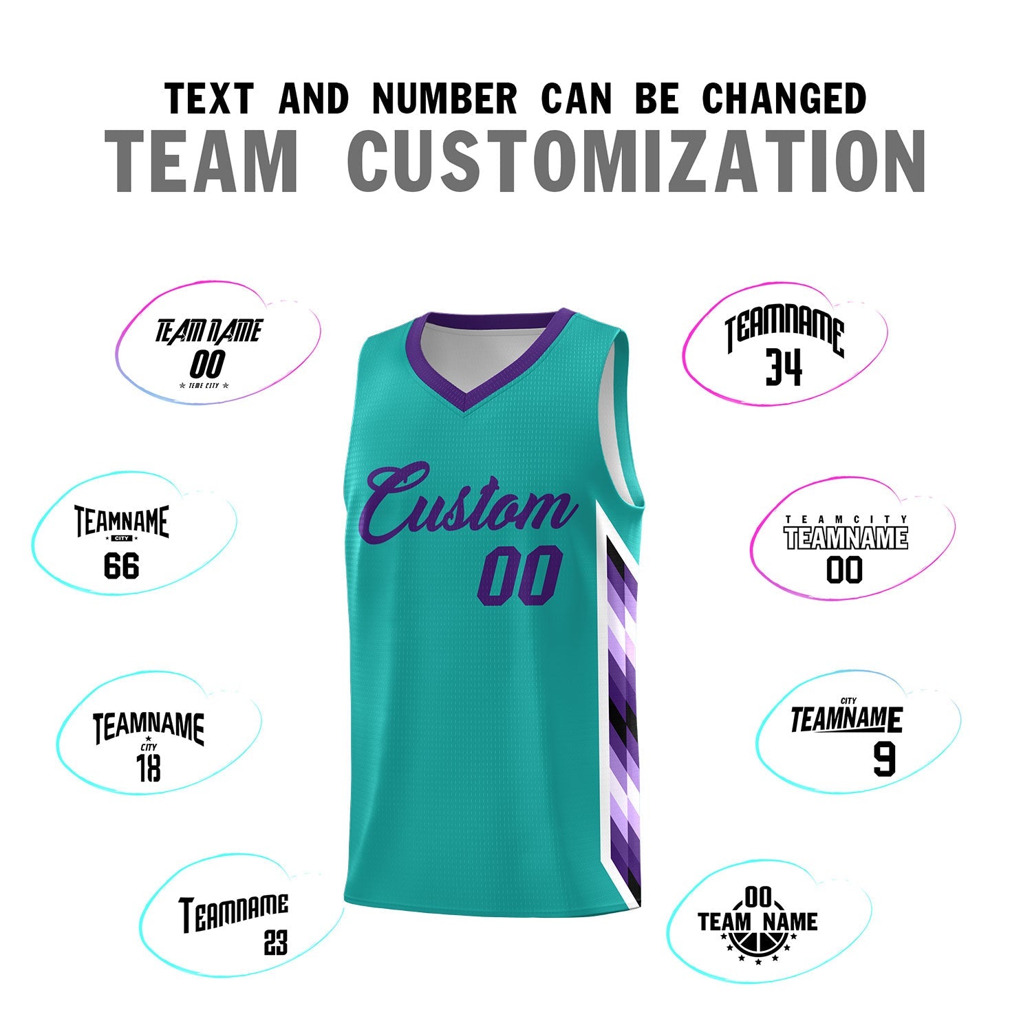 Custom Aqua Mosaic Gradient Fashion Sports Uniform Basketball Jersey