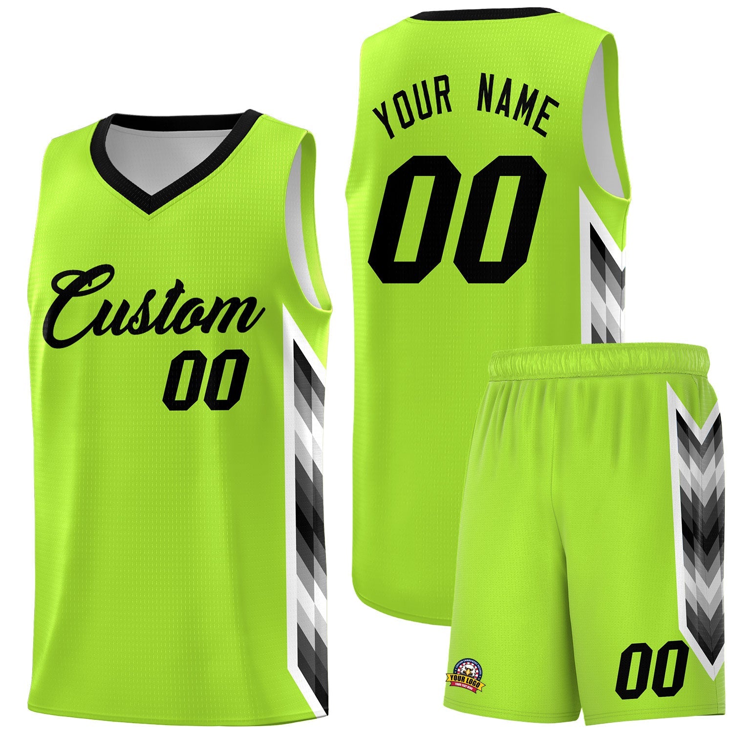 Custom Neon Green Mosaic Gradient Fashion Sports Uniform Basketball Jersey